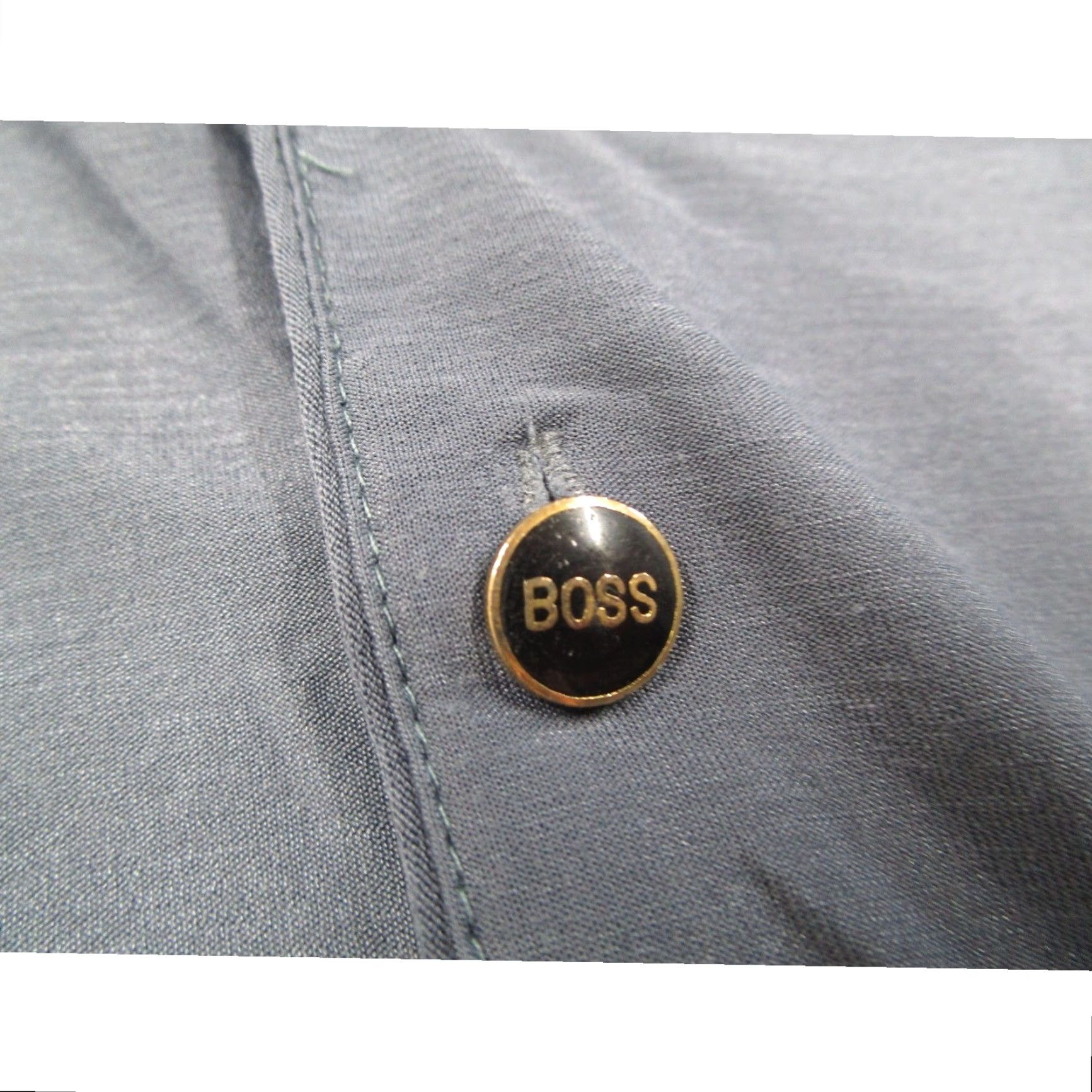 Vintage Hugo Boss Polo Shirt 100% Silk Mens Large Blue Gray Short Sleeve Pocket Luxury Shirt Size US L / EU 52-54 / 3 - 5 Thumbnail