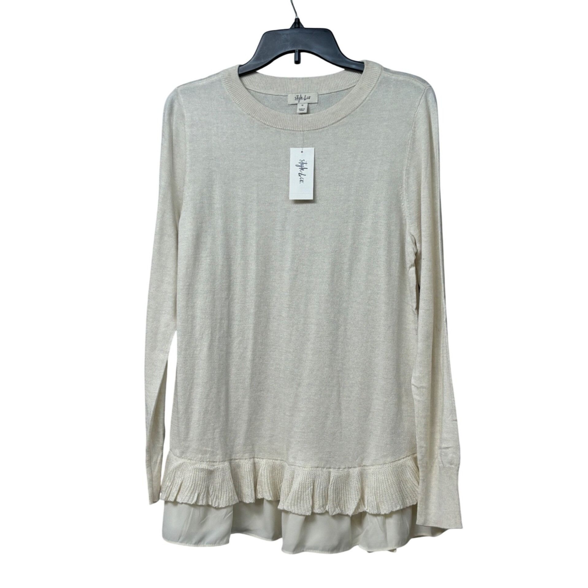 Style & Co Style & Co Chiffon-Hem Tunic Sweater, Antique Cream, M Size M / US 6-8 / IT 42-44 - 4 Thumbnail