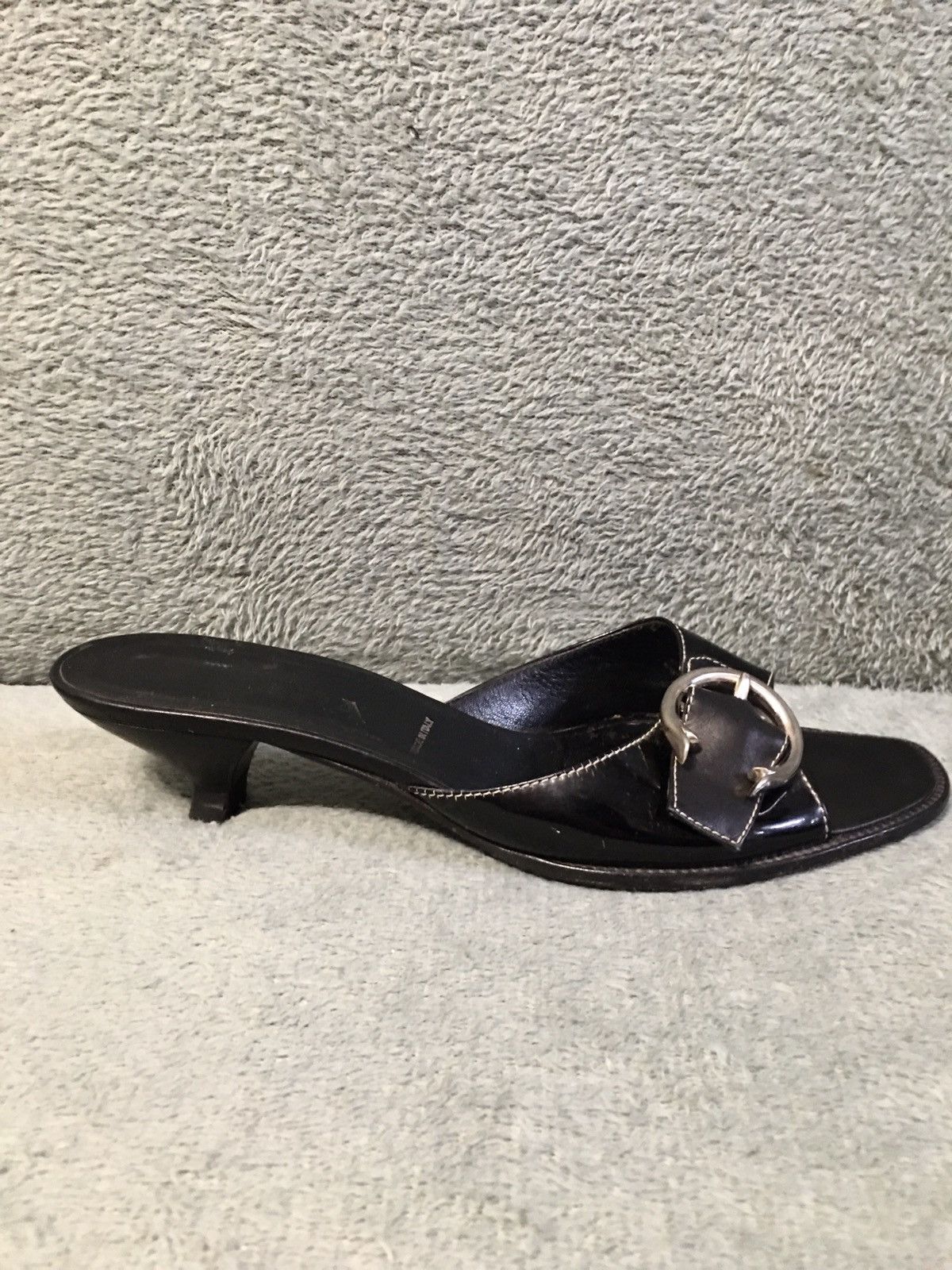 Prada PRADA Black Big Buckle Patent Leather Kitten Heels EU 40 Size US 10 / IT 40 - 6 Thumbnail