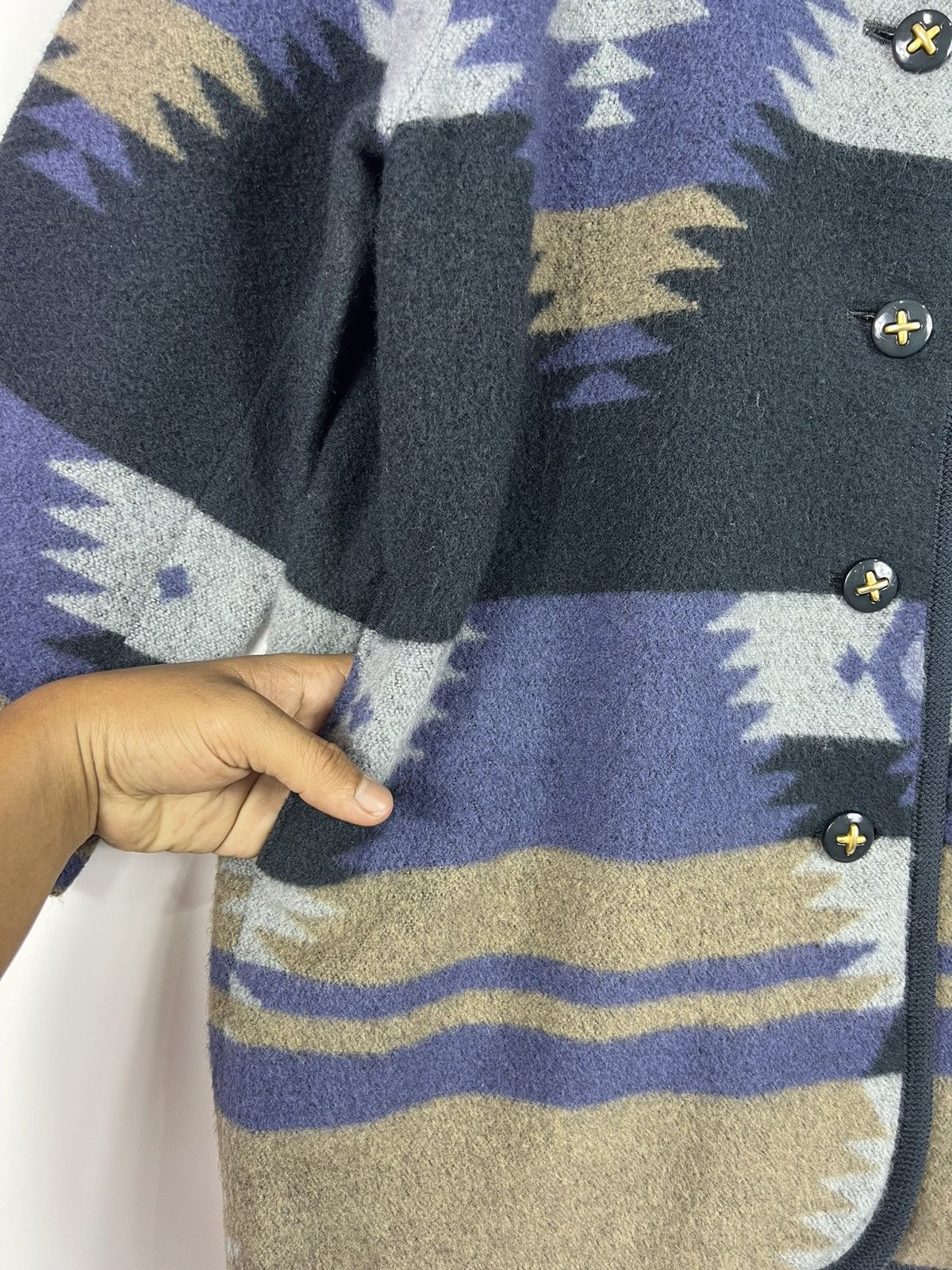 Japanese Brand 🔥 CLEAN HEART COAT NAVAJO / CHIMAYO DESIGN Size L / US 10 / IT 46 - 5 Thumbnail
