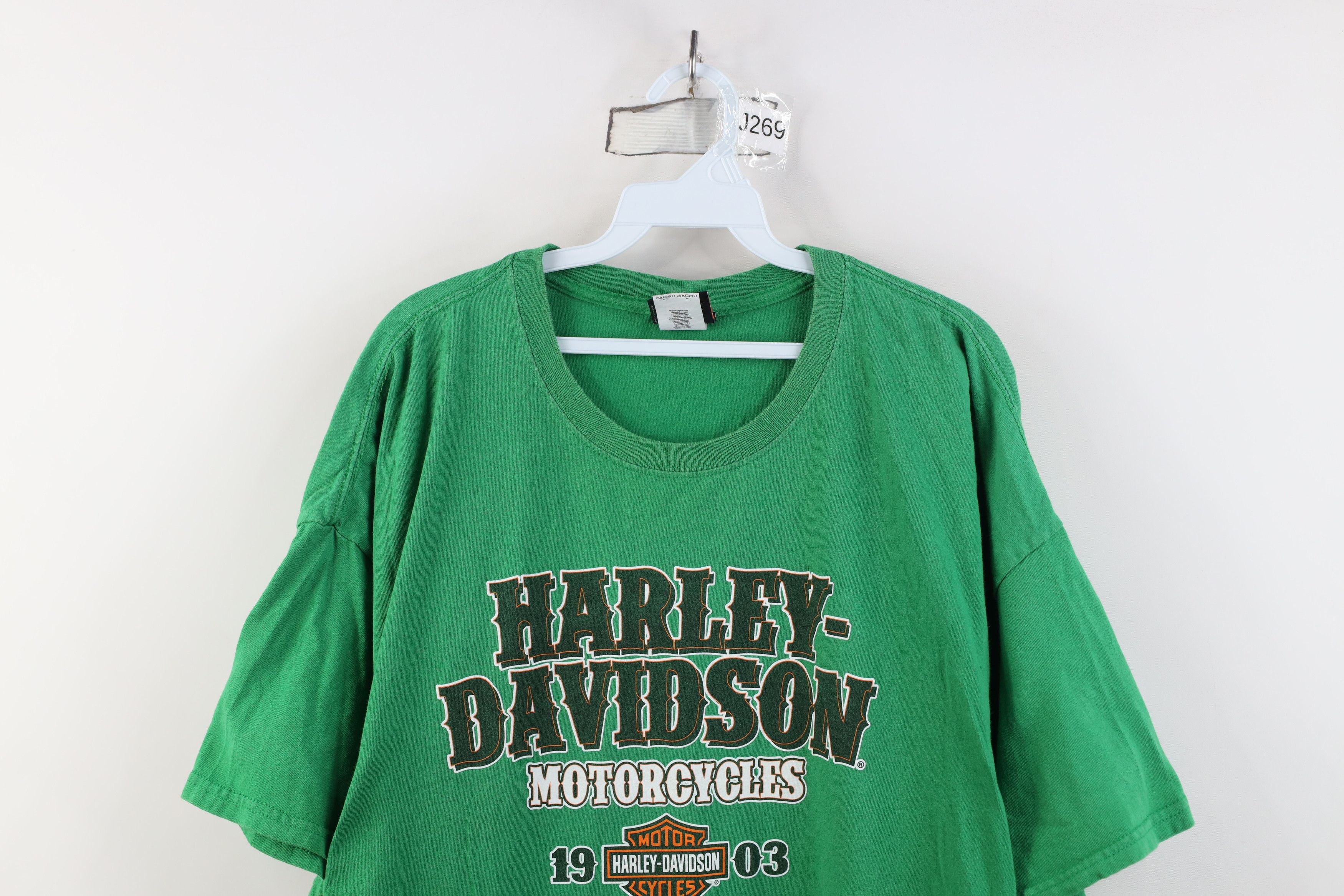 Harley Davidson Vintage Y2K Harley Davidson Big Logo T-Shirt Kelly Green Size US XXL / EU 58 / 5 - 2 Thumbnail