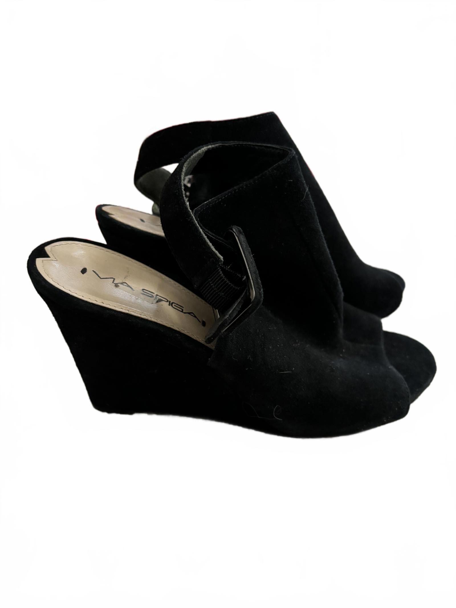 Designer EUC Stylish VIA SPIGA Black Suede Wedge Sandals sz 7 Size US 7 / IT 37 - 4 Thumbnail