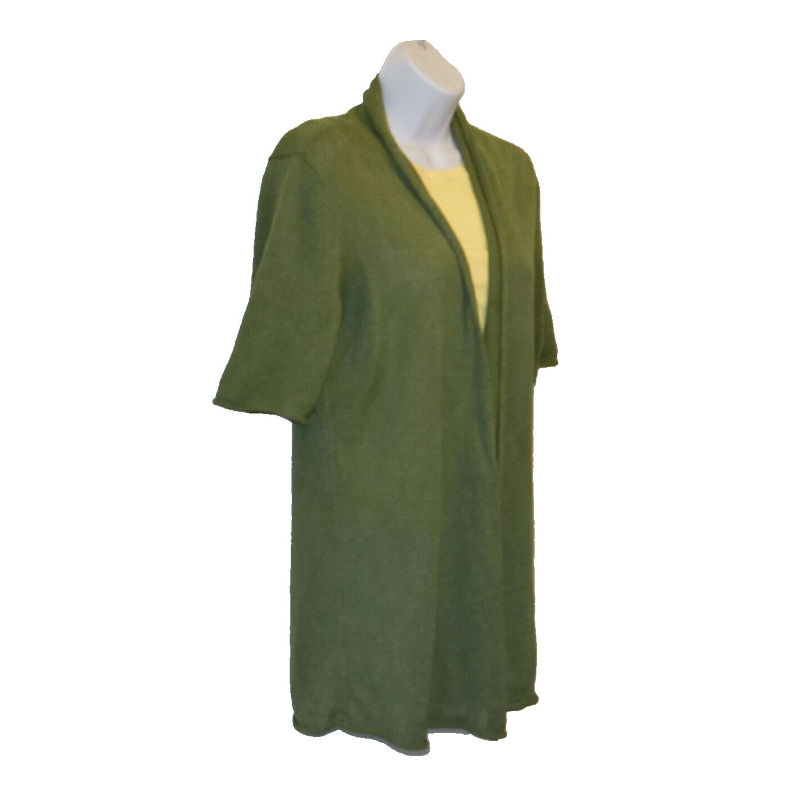 Eileen Fisher EILEEN FISHER Green Linen Knit Short Sleeve Cardigan Size S Size S / US 4 / IT 40 - 2 Thumbnail