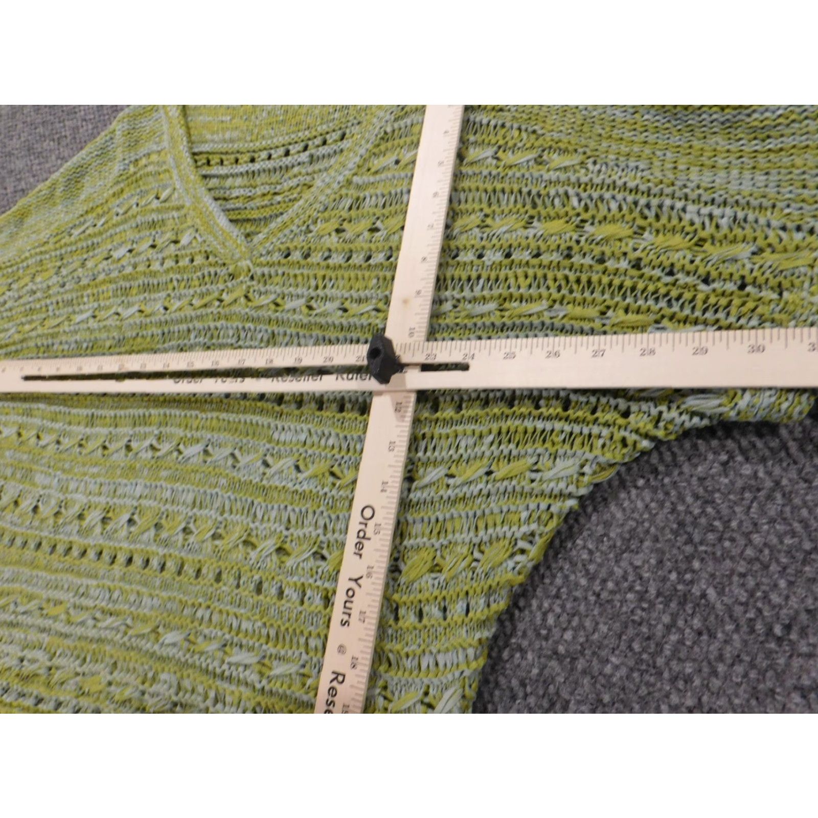 Vintage Vertigo Womens Sweater L Green Pullover V-Neck Raglan Sleeve Stretch Logo Modern Knit Open-Knit Short Sleeve Regular Size L / US 10 / IT 46 - 5 Thumbnail
