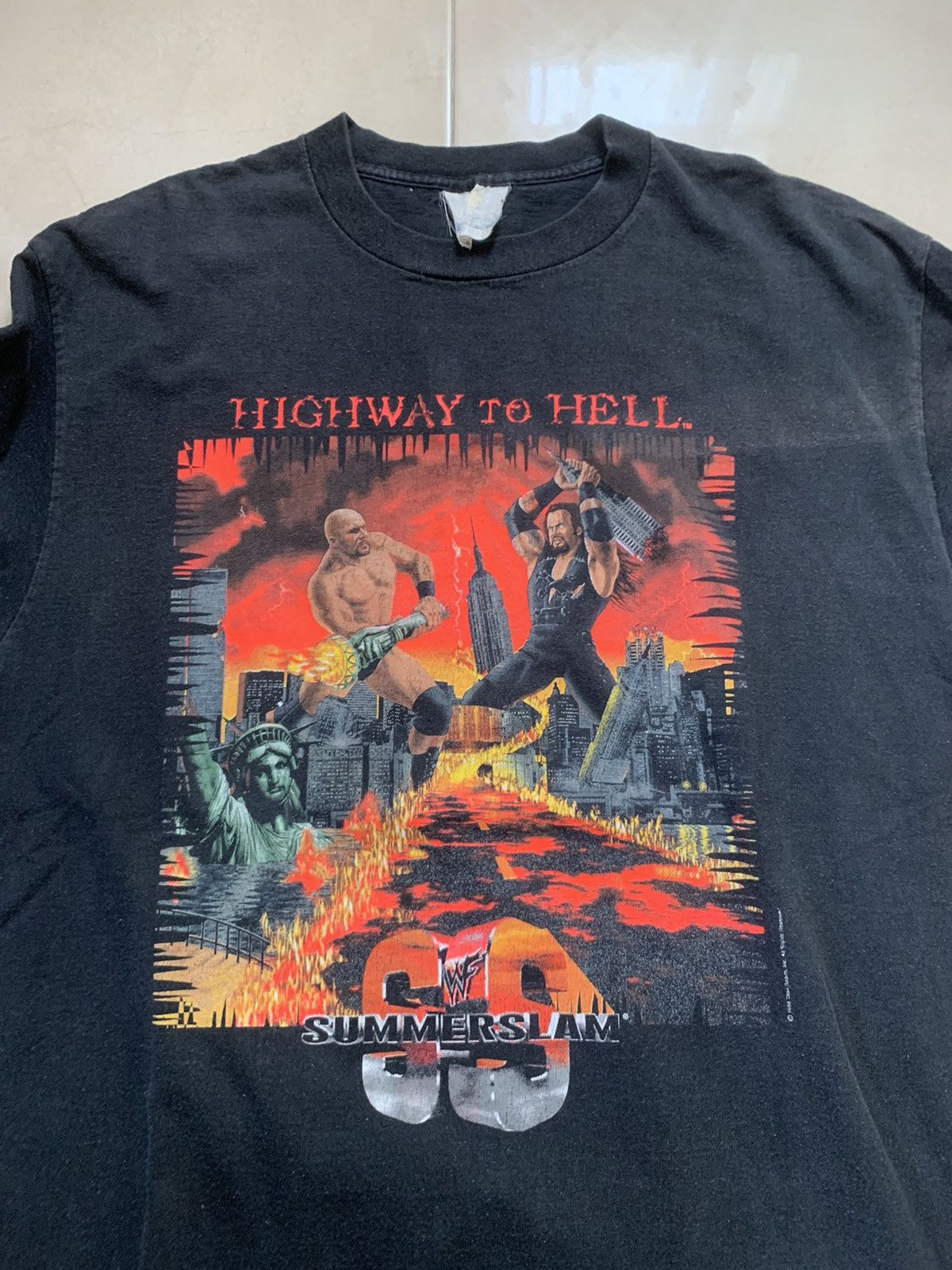 Vintage × WCW/nWo × WWF RARE‼️Vintage wwf summerslam vii undertaker stone cold shirt Size US XL / EU 56 / 4 - 1 Thumbnail