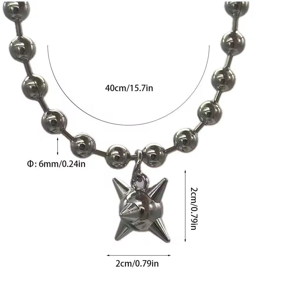 Jewelry × Vintage Aesthetic Beads Ball Chain Flail Charms Choker Necklace Size ONE SIZE - 5 Thumbnail