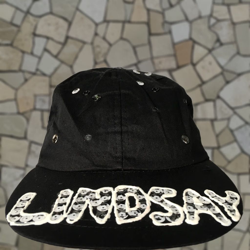 Vintage arlin LINDSAY spell out Cap One Size black stretch Sequins Size ONE SIZE - 1 Thumbnail