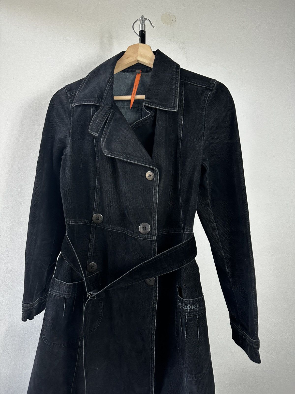 Cop Copine Cop.Copine Black Denim Trench Coat with Belt Size S / US 4 / IT 40 - 2 Thumbnail