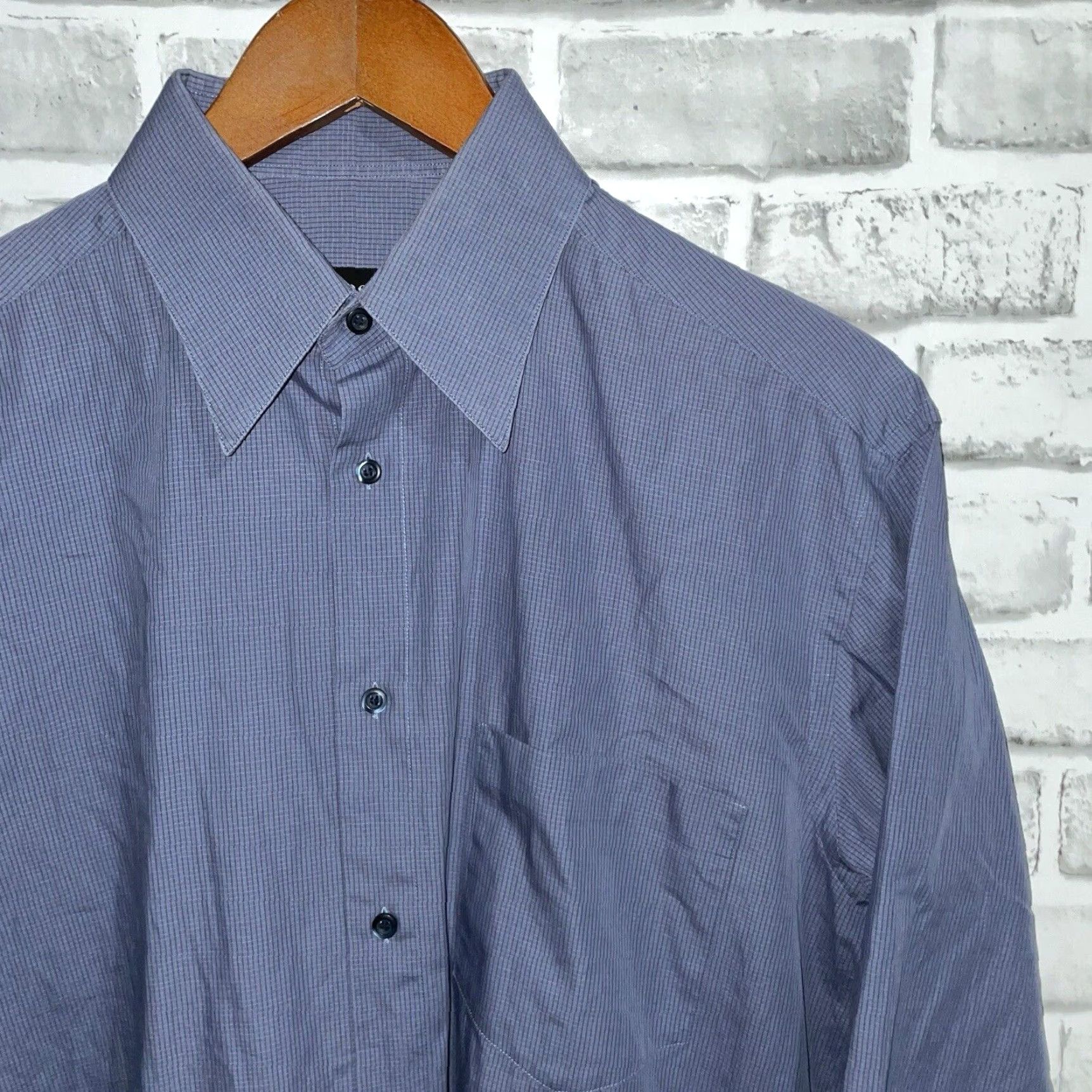 Hugo Boss VINTAGE Hugo Boss Blue Checkered Long Sleeve Button-Down Dress Shirt Mens 15.5 Blue Size 40R - 2 Thumbnail
