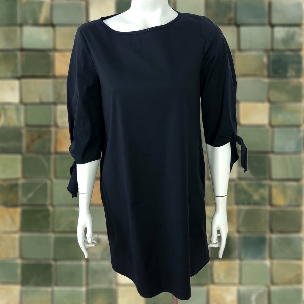 Vintage Lafayette 148 Black Blouse Tunic 3/4 Sleeve Pullover Back Button Bow Tie Cotton Blend Women Small Size S / US 4 / IT 40 - 1 Thumbnail