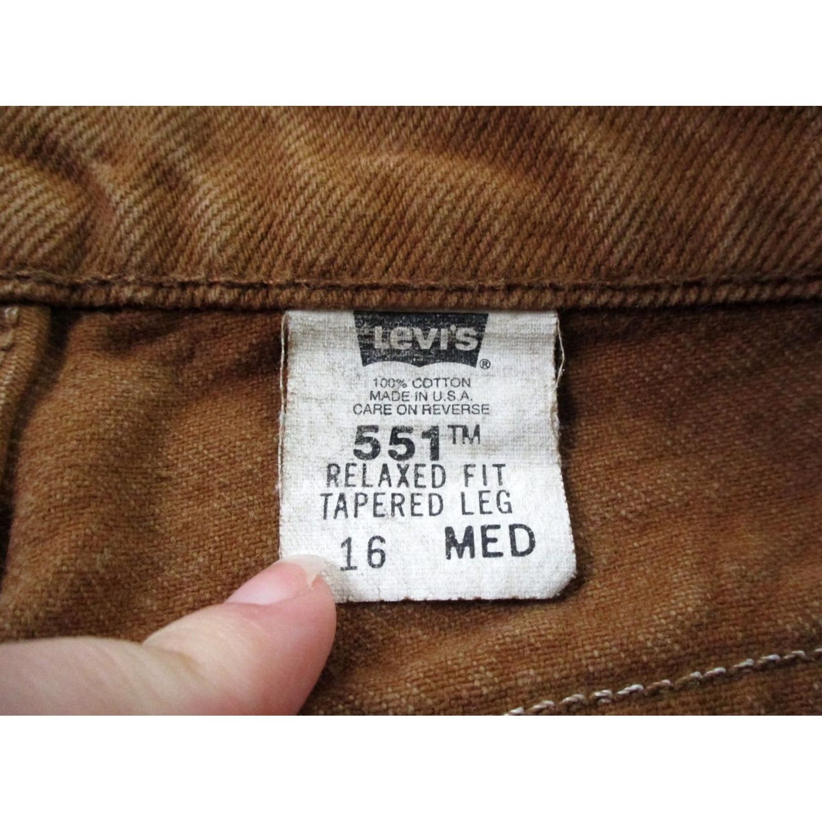 Levi's VINTAGE Levi's Jeans Womens 16 Denim Brown 30in Inseam Straight 551 Relaxed Tapered Button Zip Country of Origin United States Size 24" / US 00 / IT 34 - 7 Thumbnail