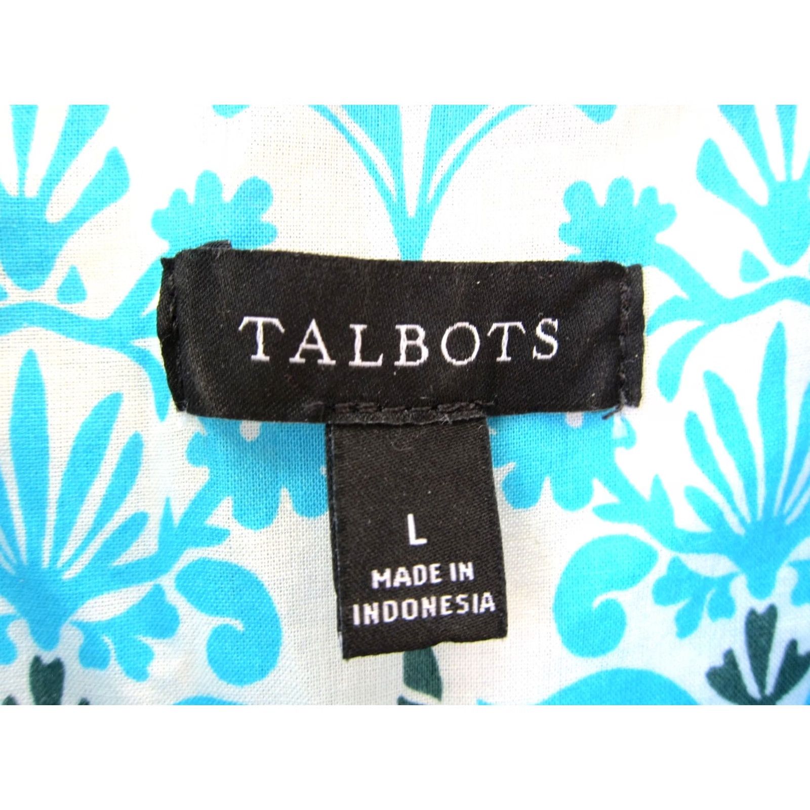 Talbots Talbots Blue White Floral Long Sleeve Cotton Collar Button Up Blouse Large Size L / US 10 / IT 46 - 3 Thumbnail