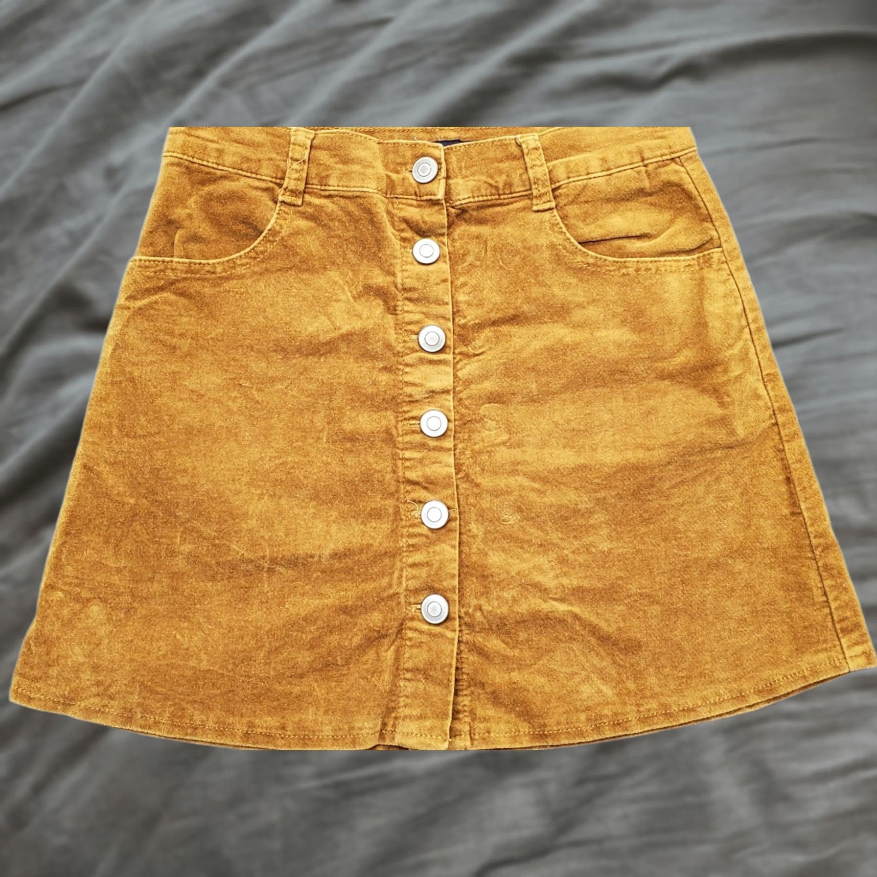 Brandy Melville Brandy Melville Mini Skirt Womens Size S Brown Denim Button Front Pockets Belt Loops Stretch Short Casual 90s Theme Womens Size 28" / US 6 / IT 42 - 1 Thumbnail