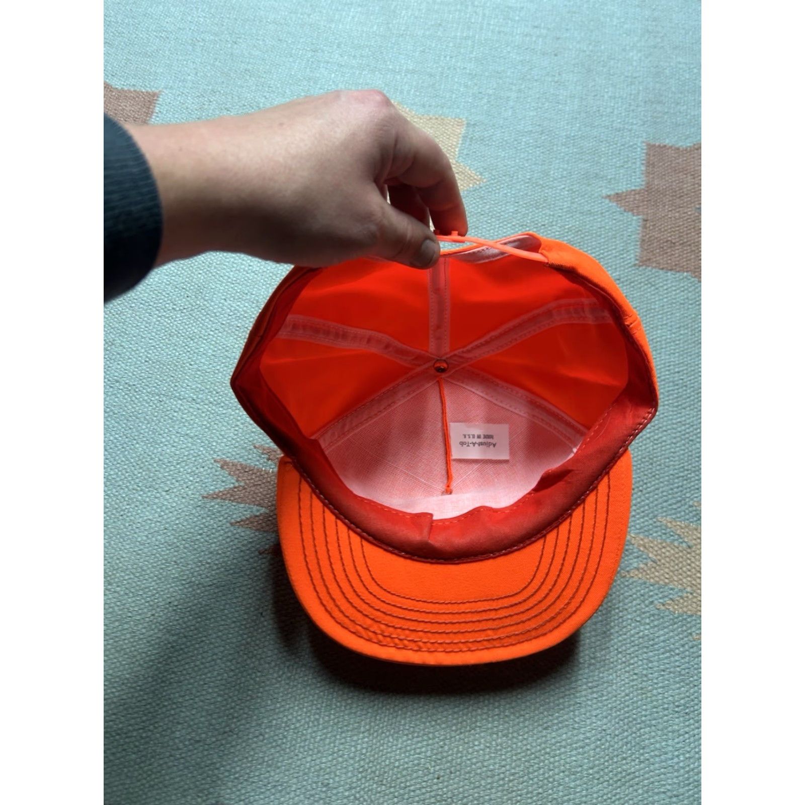 RHODE VINTAGE 80s 90s snapback hat cap Rhodes Inc blaze orange USA Adjustable Mens Hat Size 44L - 5 Thumbnail