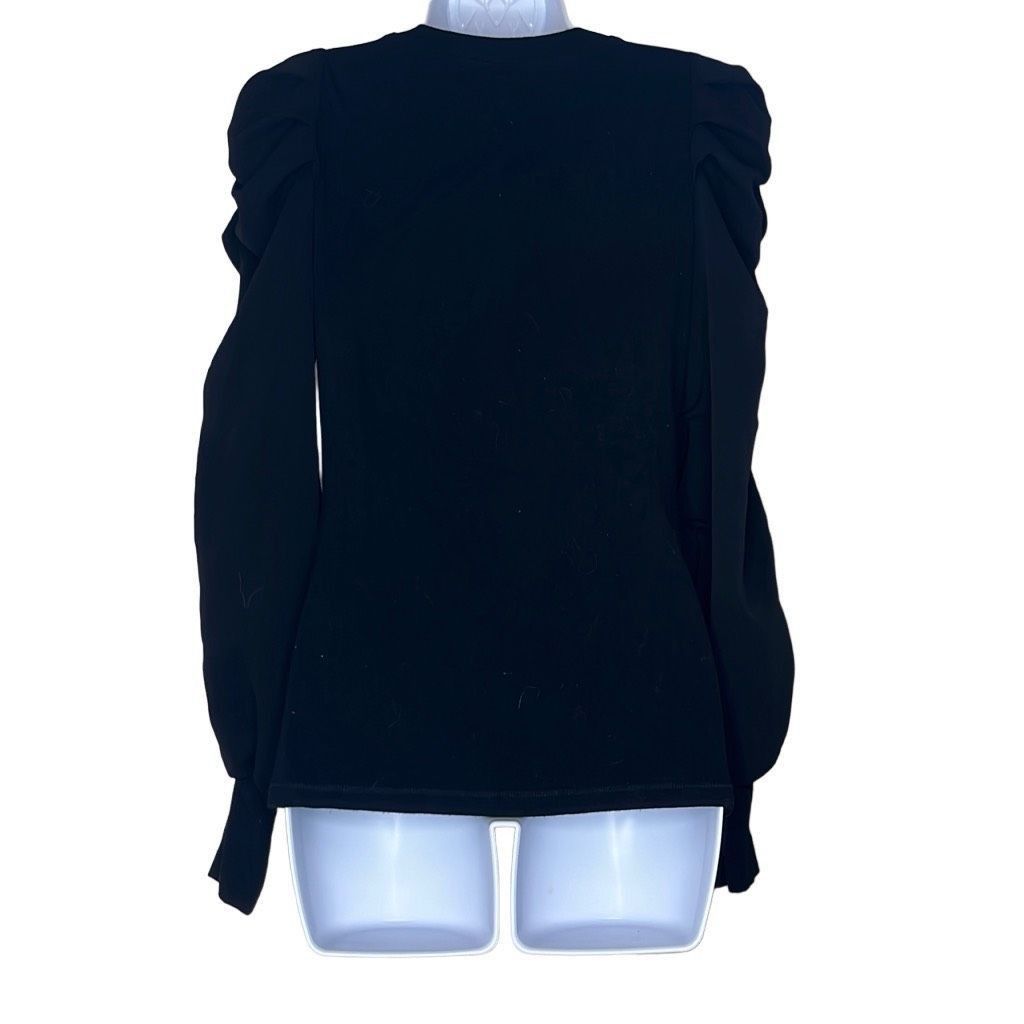 Other Patrizia Luca Womens Size Small Pullover Top Black Long Puff Size S / US 4 / IT 40 - 2 Thumbnail