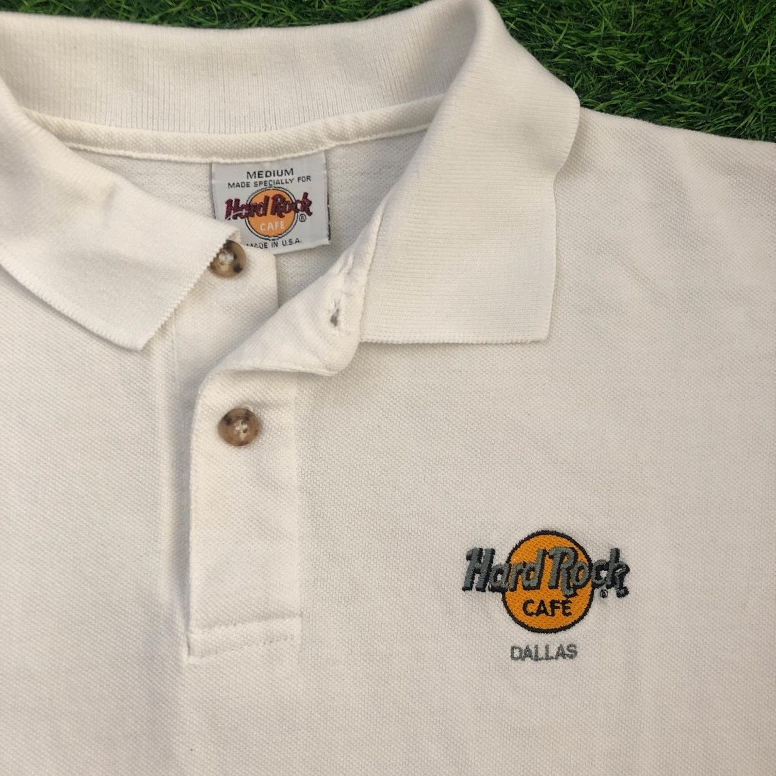 Hard Rock Cafe White Vintage Hard Rock Cafe Dallas Embroidered Polo Tee Size US M / EU 48-50 / 2 - 3 Thumbnail