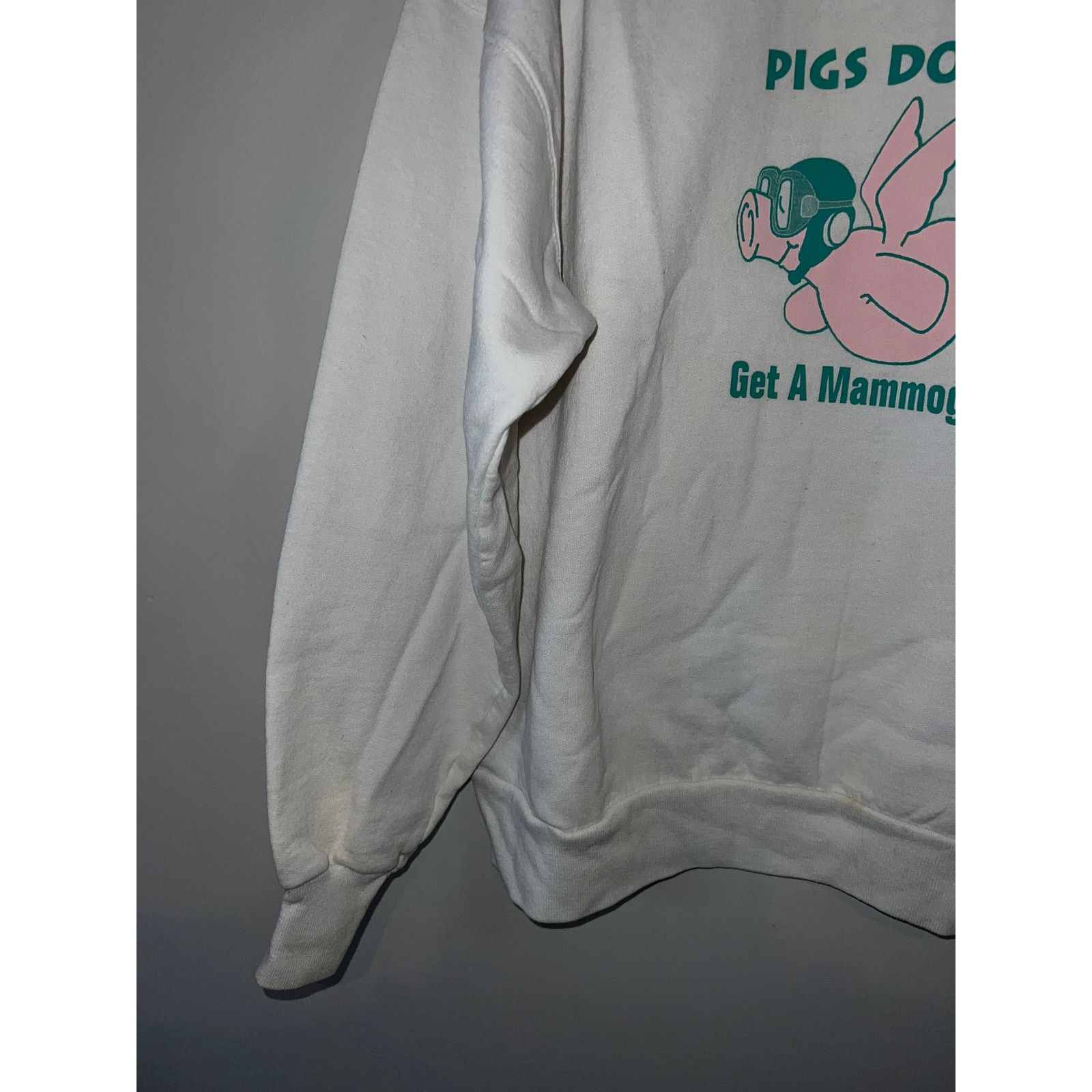 Hanes Vintage Mammogram Sweatshirt Pigs Do Fly Race For The Cure X Size US XL / EU 56 / 4 - 6 Thumbnail