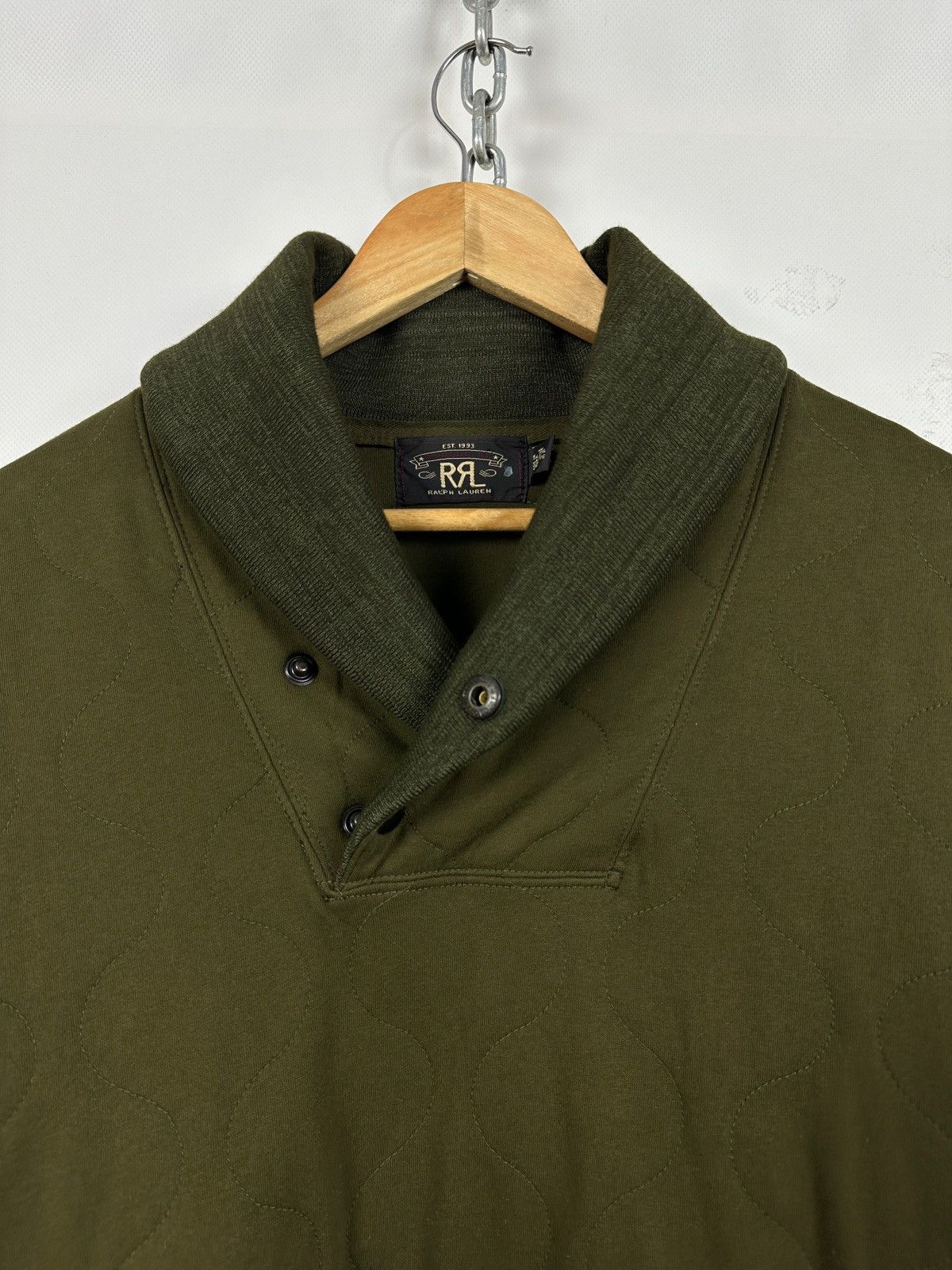 RRL Ralph Lauren RRL Ralph Lauren Khaki Quilted Shawl Collar Sweatshirt Size US XL / EU 56 / 4 - 9 Thumbnail