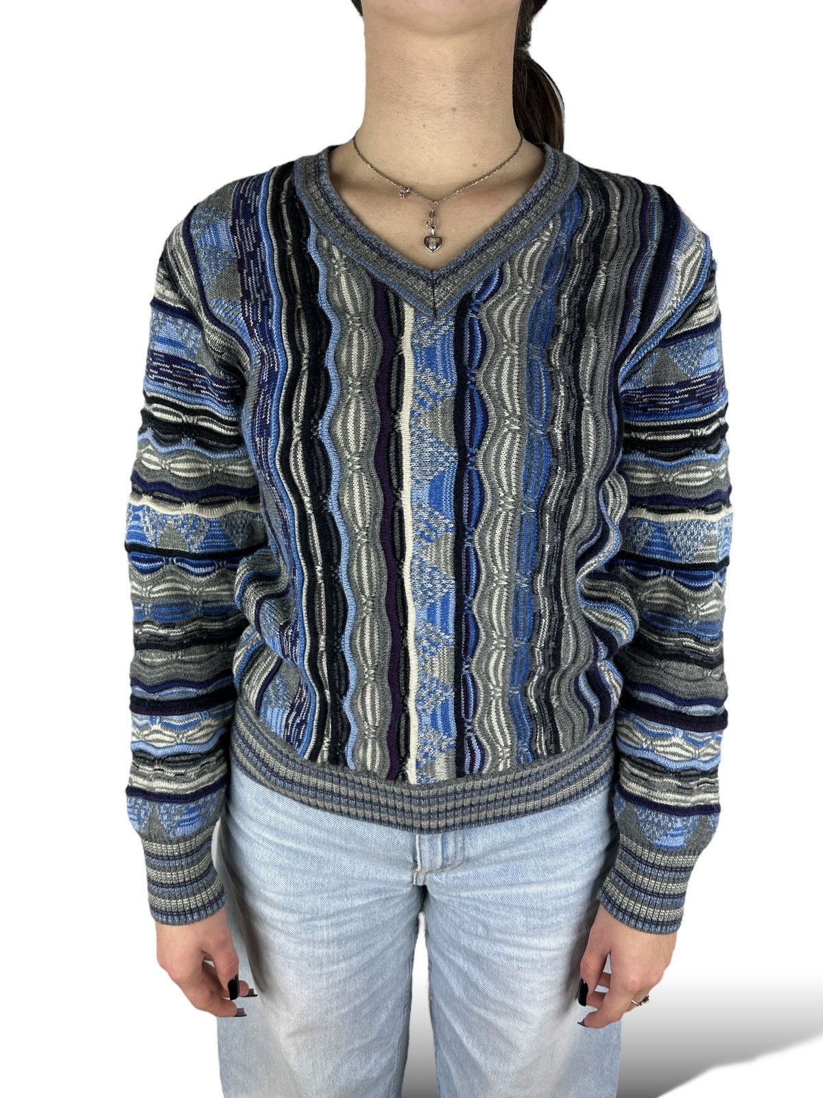 Other Piero Garbossa Coogi Style 3D Knit Wool Sweater V-Neck Size M / US 6-8 / IT 42-44 - 9 Thumbnail