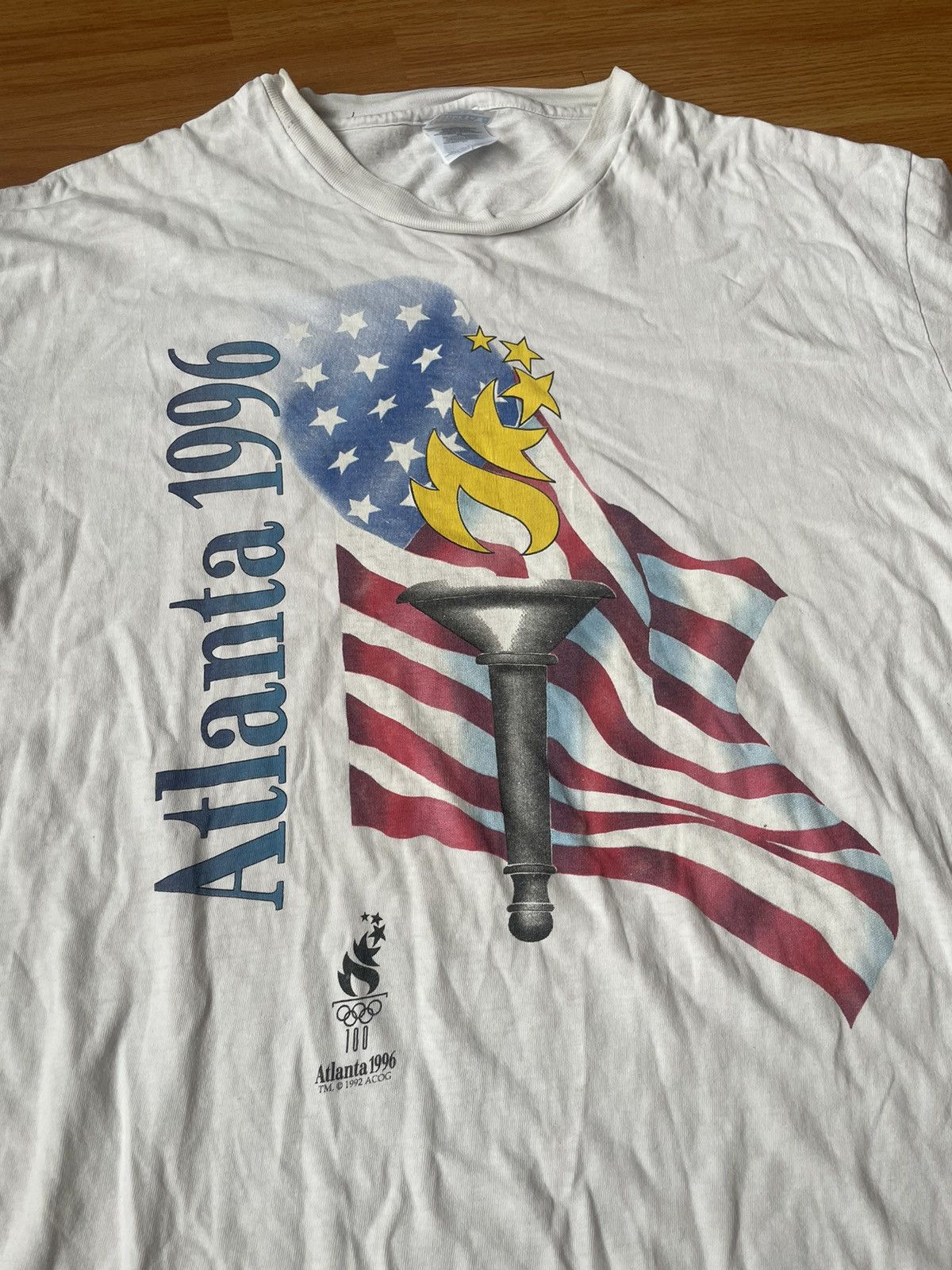 Vintage Vintage 1990’s Atlanta Olympic tee Shirt Size US XL / EU 56 / 4 - 2 Thumbnail