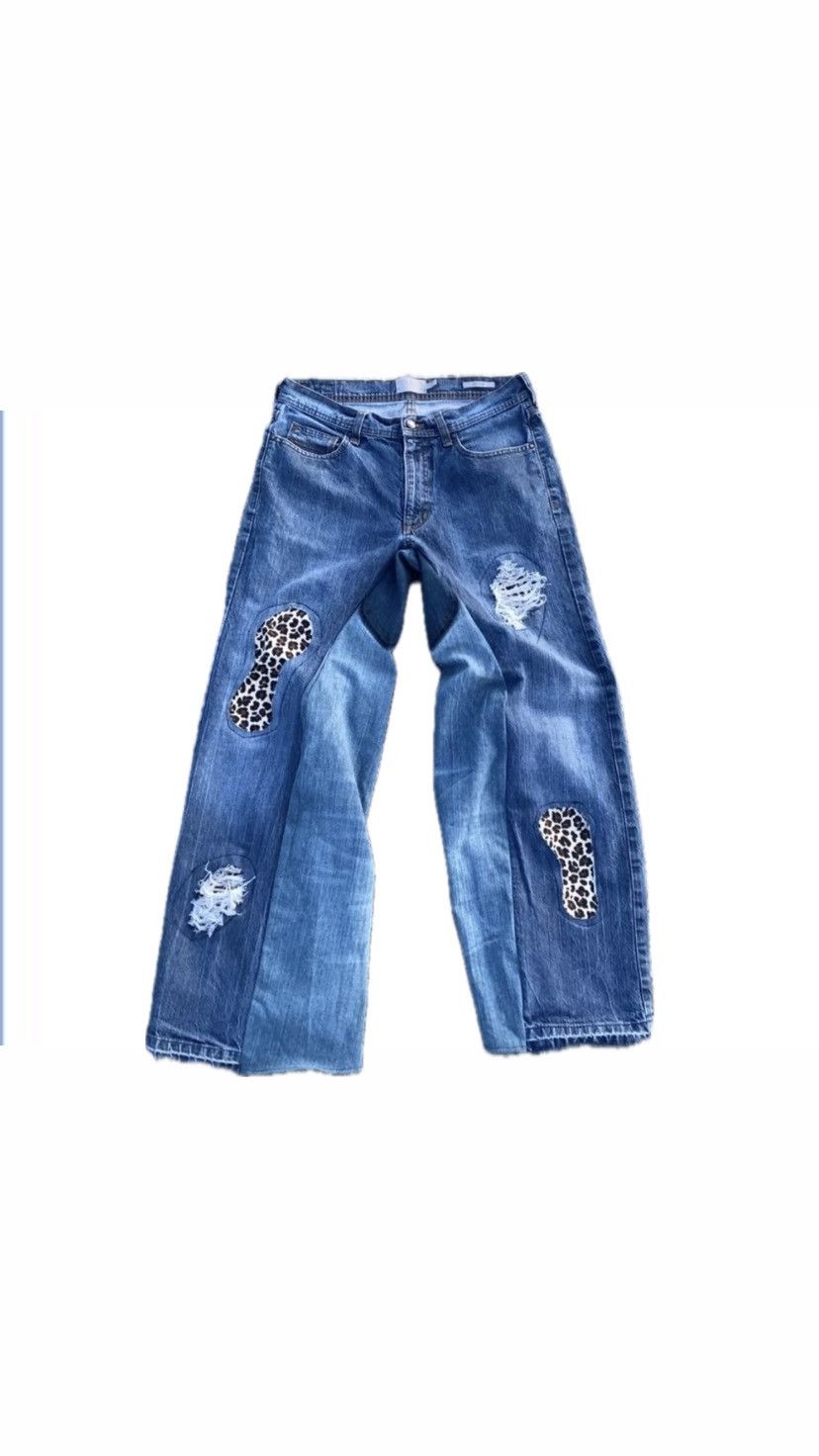 Other reworked leopard print jeans Size US 32 / EU 48 - 1 Thumbnail