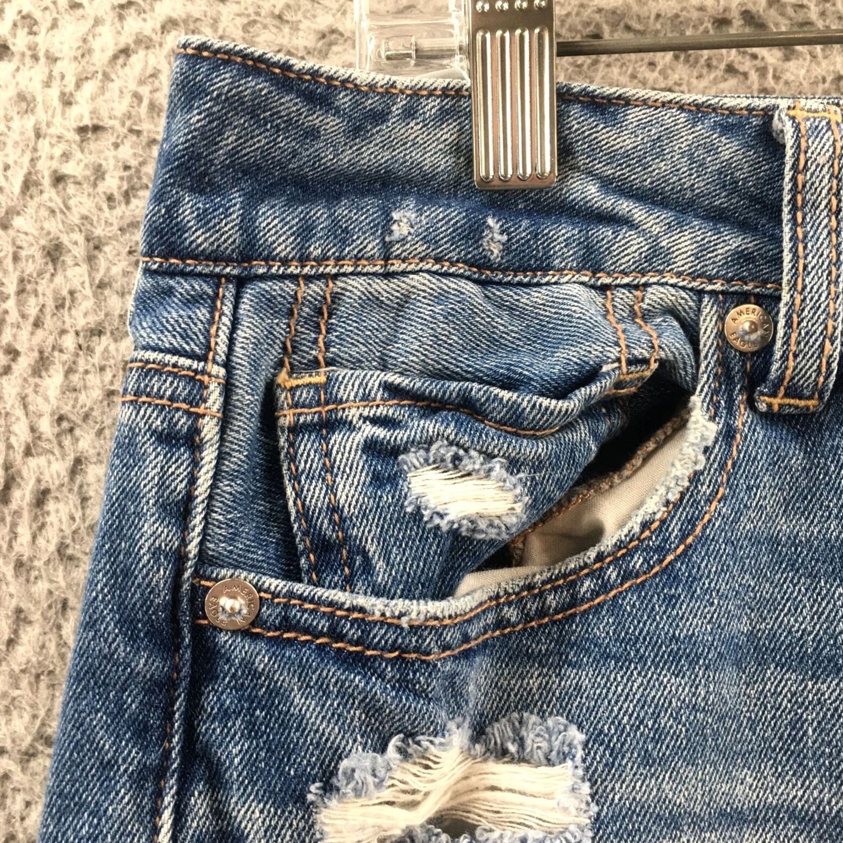 American Eagle Outfitters American Eagle Outfitters Jeans Women 10 Mid Rise Blue Denim Distressed Zip Fly Slim Skinny 5-Pocket Style Womens Size 32" / US 10 / IT 46 - 3 Thumbnail
