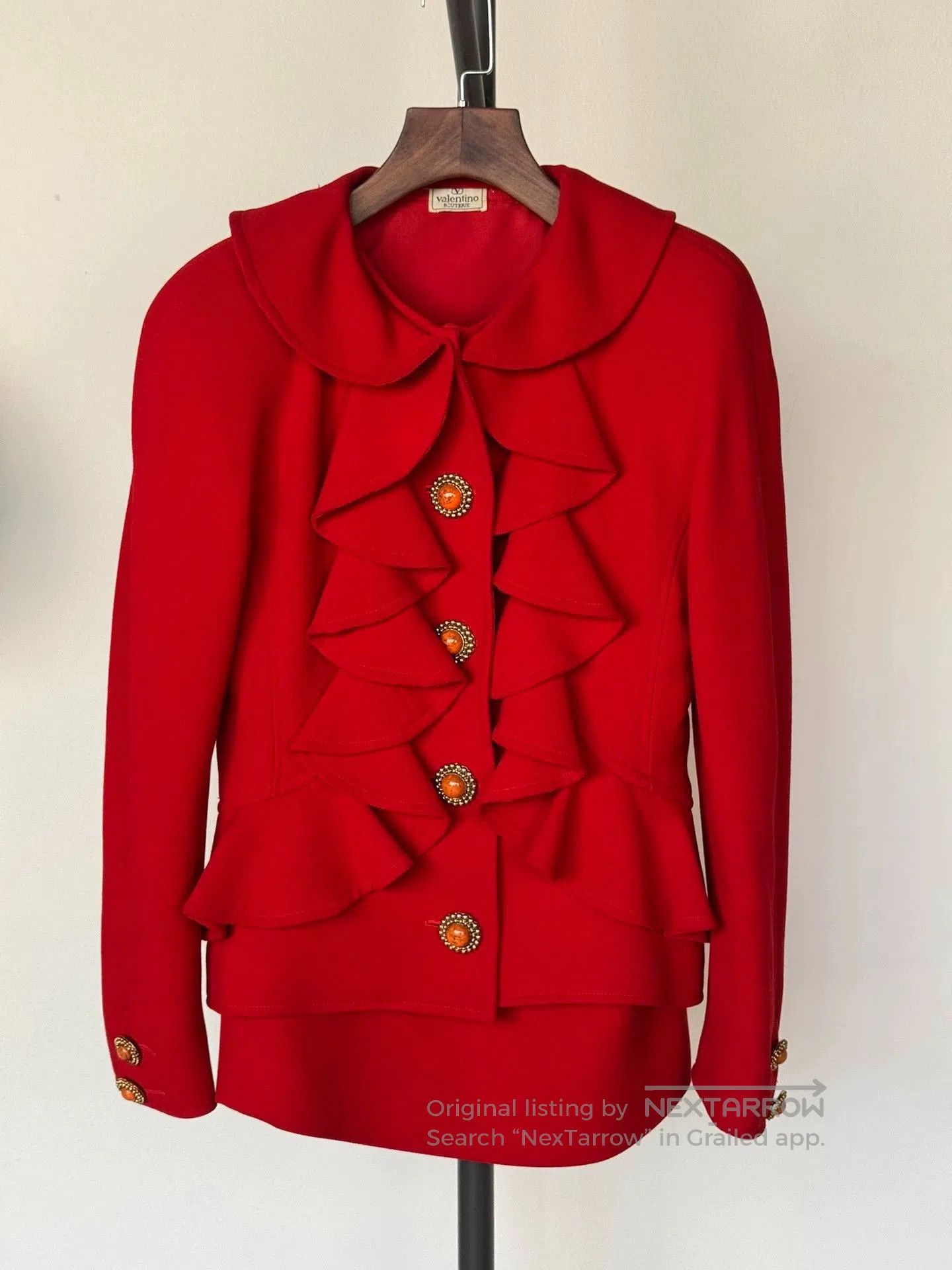 Valentino valentino red wool set with ruffles. Size US M / EU 48-50 / 2 - 2 Thumbnail