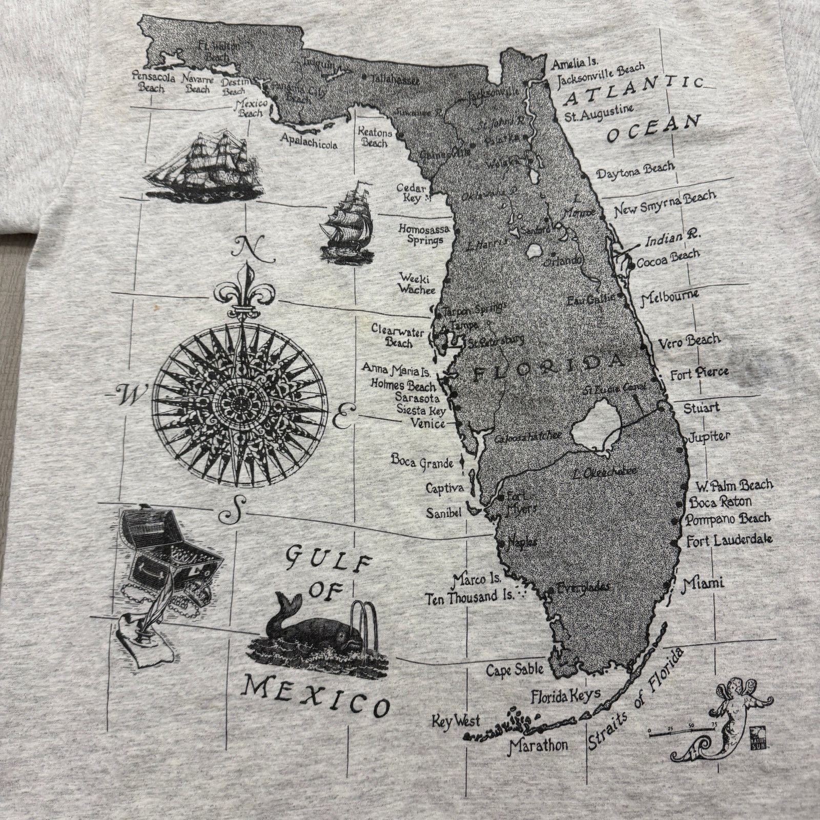 Vintage Vintage Florida Nautical Map Shirt Mens Extra Large Gray 90s Size US XL / EU 56 / 4 - 2 Thumbnail