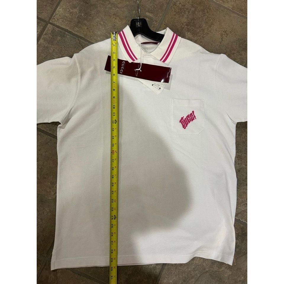 Gucci Men's Gucci polo shirt with pink embroidered logo size XL Size US XL / EU 56 / 4 - 9 Thumbnail