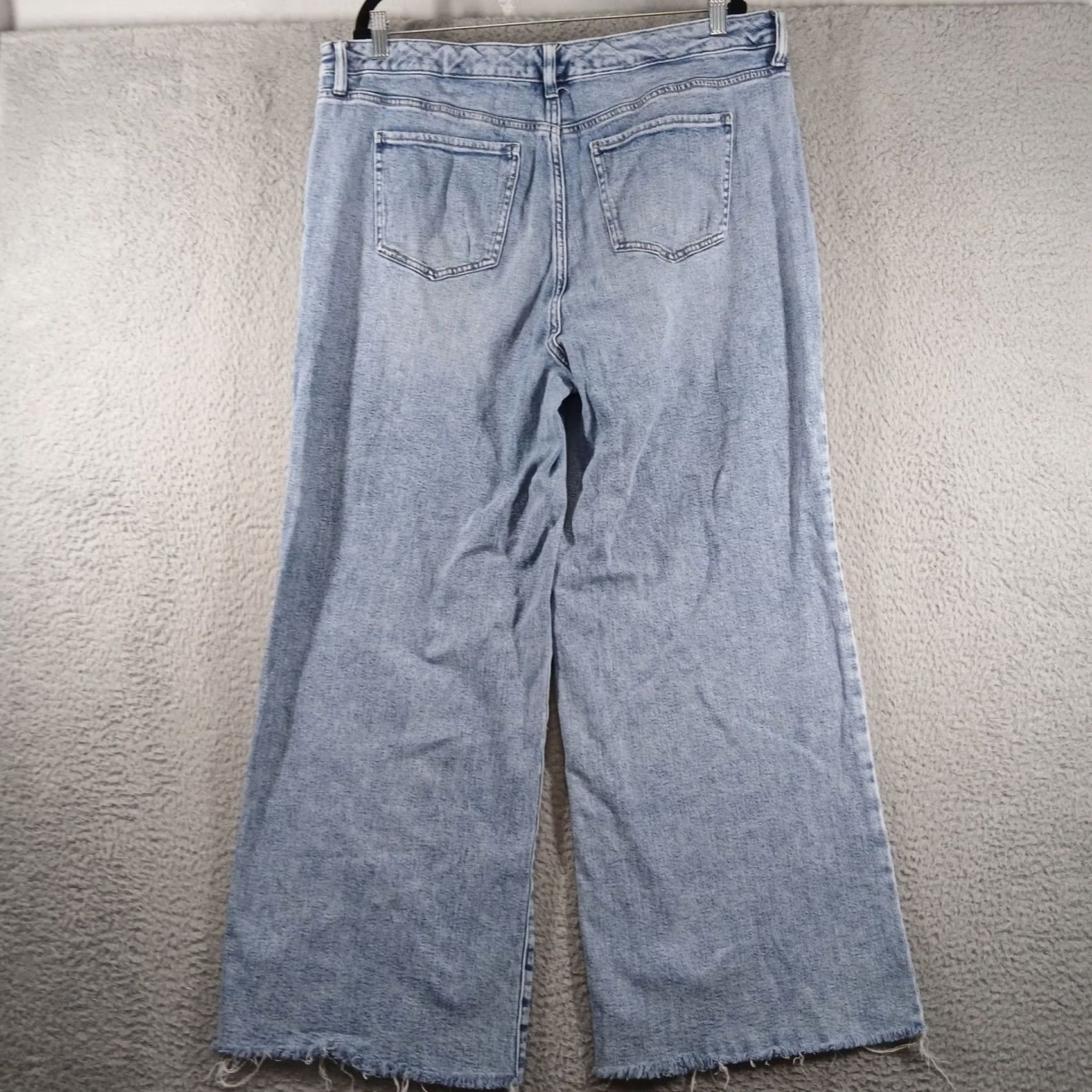 Vintage Wonderly Wide Leg Jeans Light Wash High Rise Distressed Raw Hem 18W Women Size 40" / US 18 - 3 Thumbnail