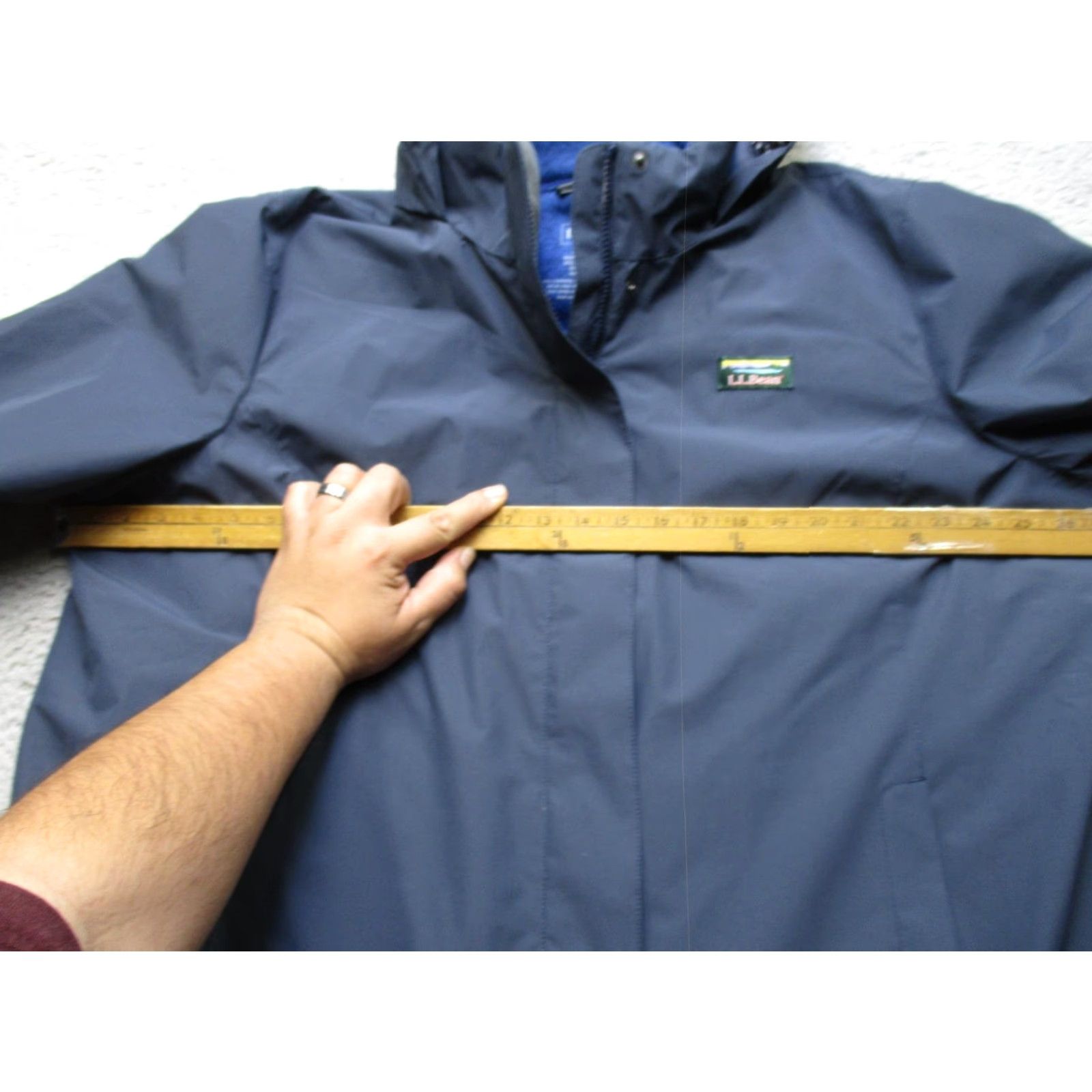 LL Bean 3X Plus Hooded Fleece Rain Coat Parka Jacket Womens Blue 