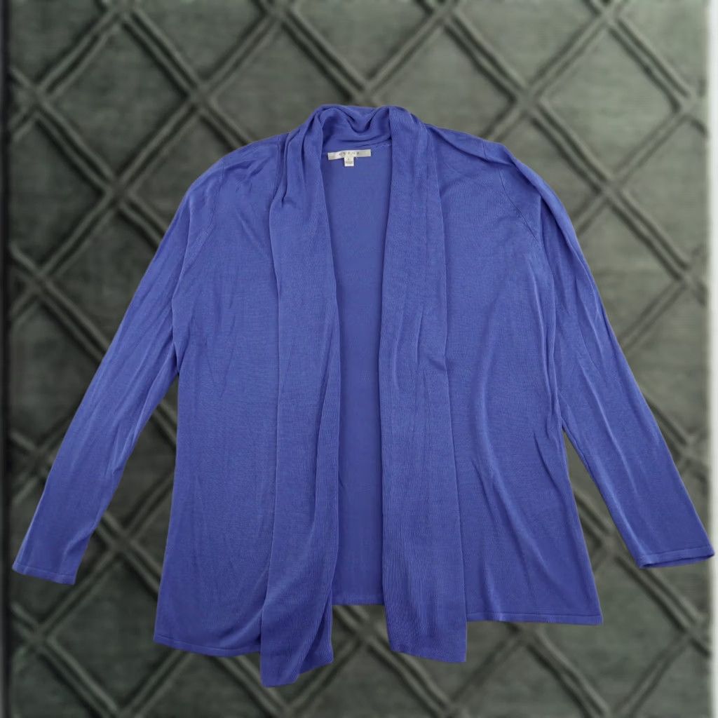 Vintage CYRUS Womens Cardigan Blue Large Long Sleeve Open-Front Draped Sweater Size L / US 10 / IT 46 - 1 Thumbnail