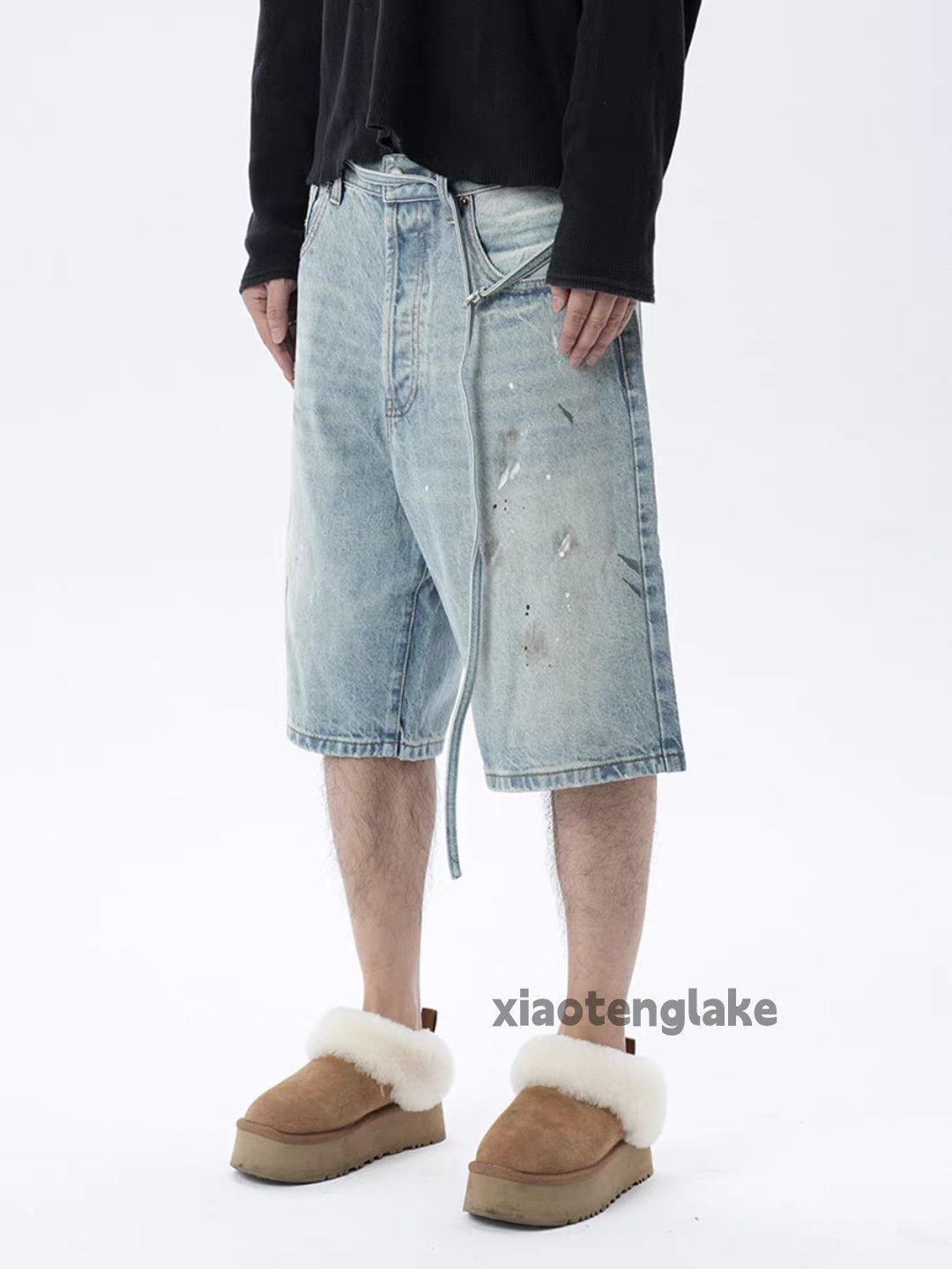 Vintage xz faded distressed loose hiphop Stain paint shorts Size US 32 / EU 48 - 5 Thumbnail