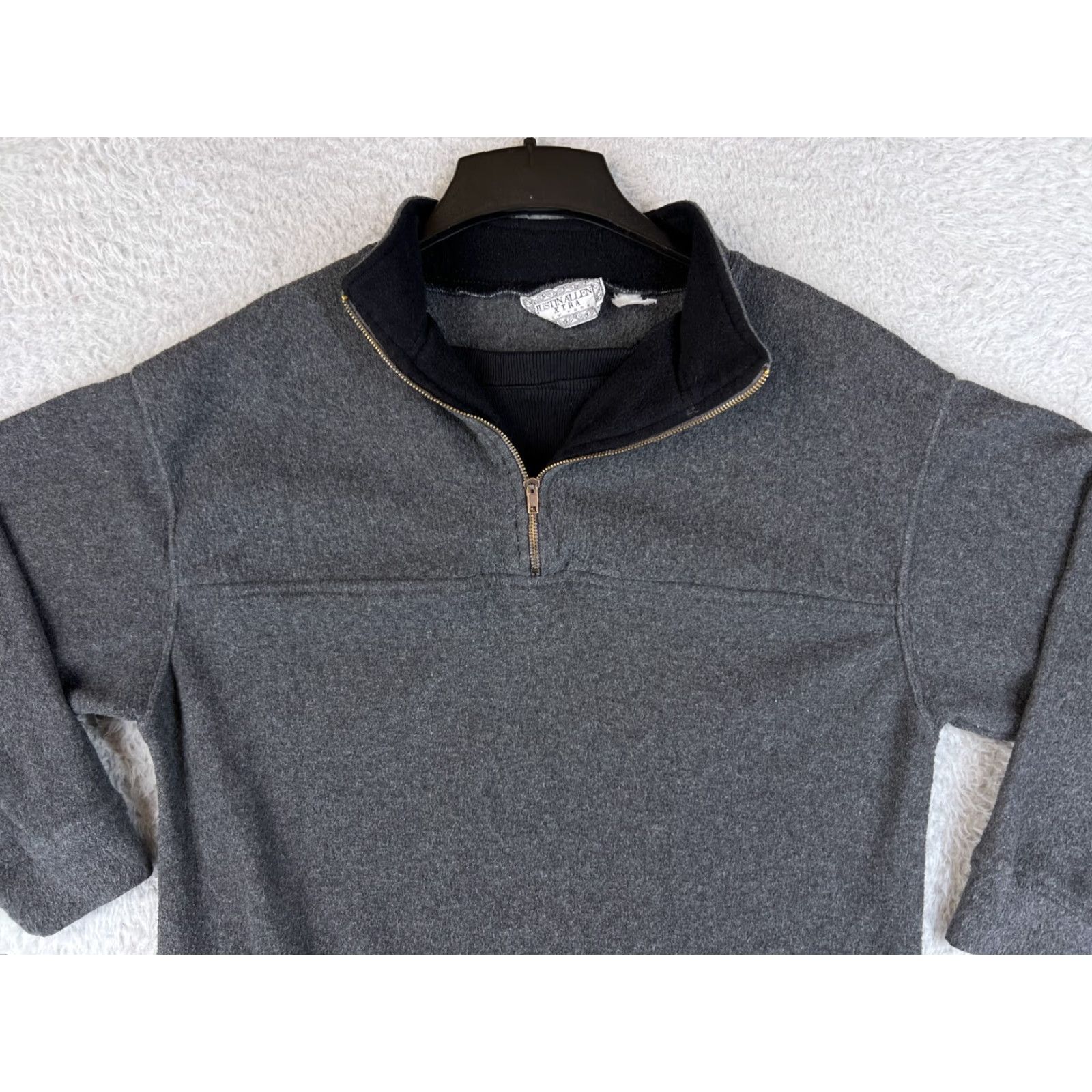 Vintage Justin A'llen XTRA Mens 1/4 Zip Sweater Shirt Casual Dark Heather Gray Fall Winter Spring All Seasons Size US S / EU 44-46 / 1 - 4 Thumbnail