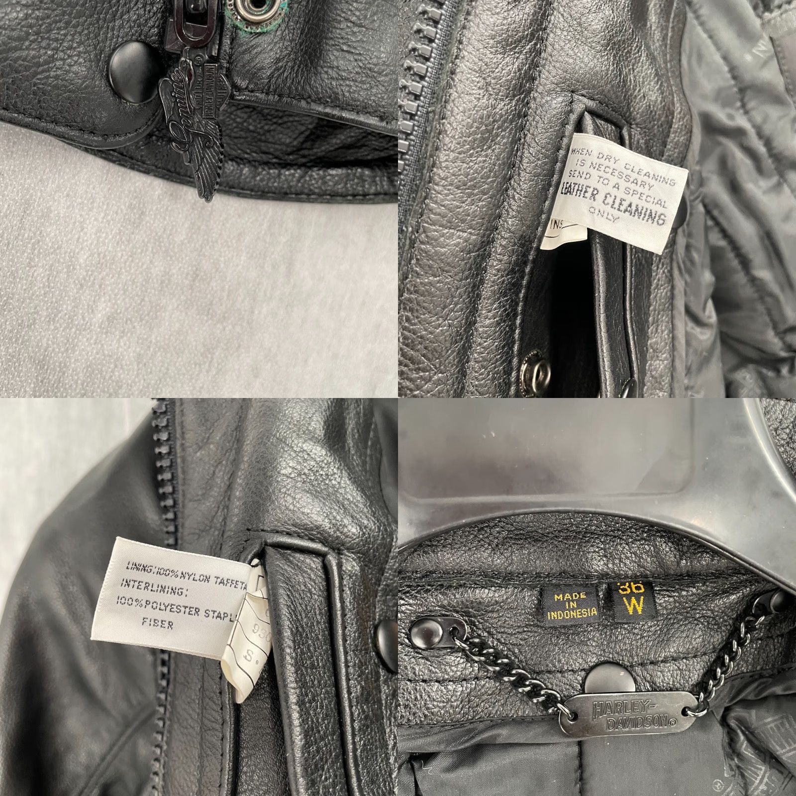 Harley Davidson VINTAGE Harley-Davidson Women's Leather Jacket 36W Black Motorcycle Biker Casual Size XS / US 0-2 / IT 36-38 - 8 Thumbnail