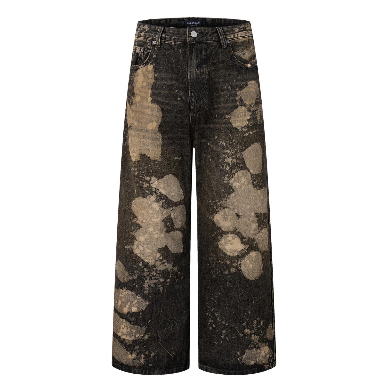 Japanese Brand Black Distressed Wide Leg Denim Jeans, Baggy Fit Jeans Size US 30 / EU 46 - 2 Thumbnail