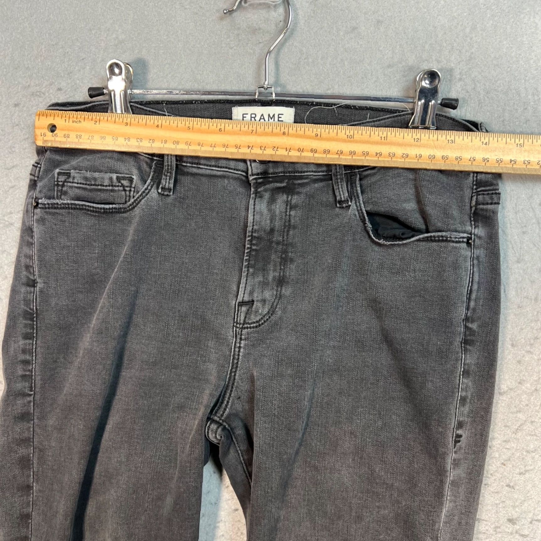 Frame FRAME Le Skinny De Jeanne Jeans Womens 29 Gray Denim Crop Distressed 5-Pocket Style Slim Jeans Girls Mens Size 29" - 6 Thumbnail