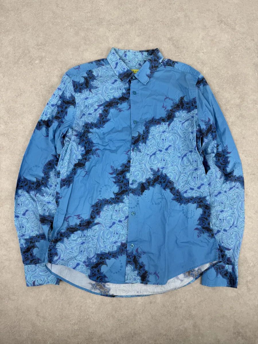 Versace 2010s Versace Blue Abstract Royal Shirt Size US M / EU 48-50 / 2 - 1 Thumbnail