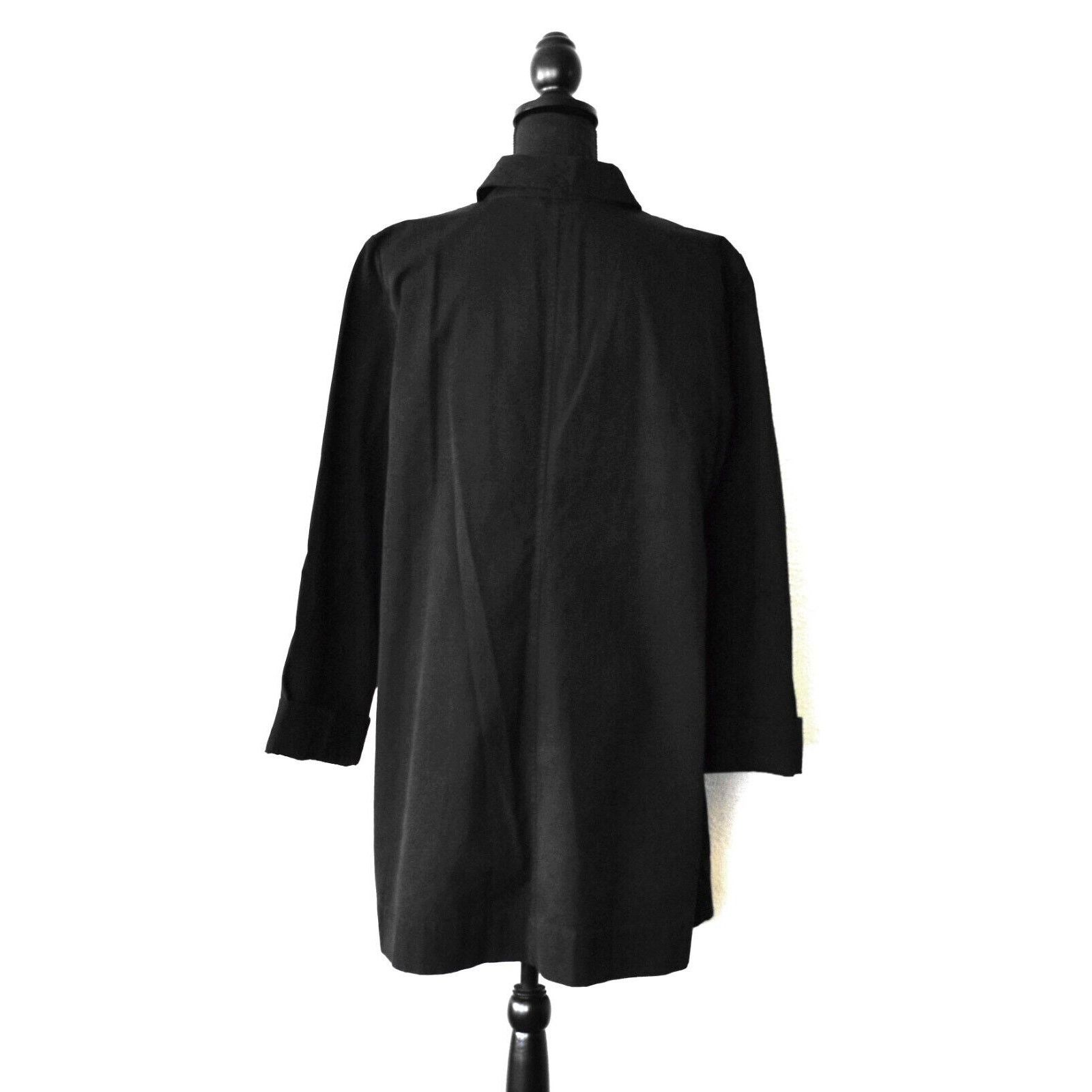Eileen Fisher EILEEN FISHER Black Organic Cotton Front Jacket Size M Size M / US 6-8 / IT 42-44 - 3 Thumbnail