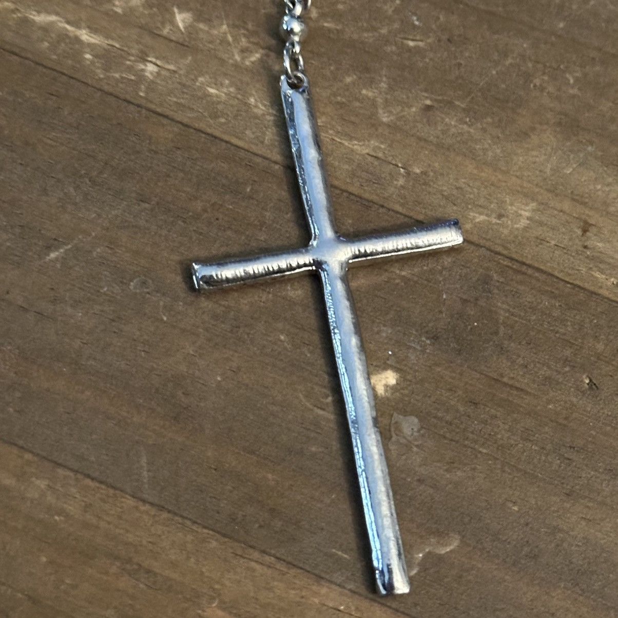 Other Silver tone layered ball chain rhinestone cross necklace Size ONE SIZE - 5 Thumbnail