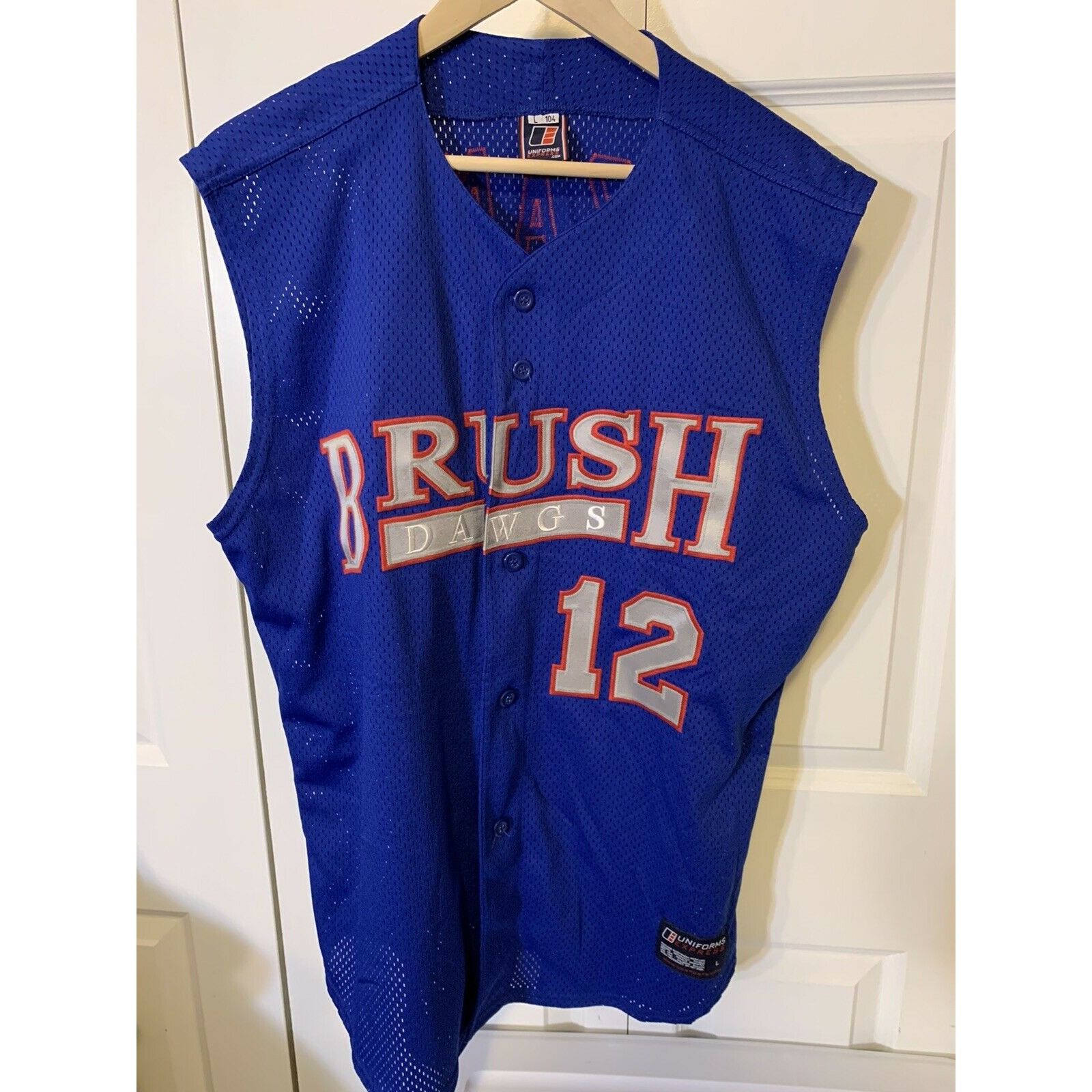 Unkwn Brush Dawgs Baseball Jersey Sleeveless Mens Sz L Uniforms Ex ...