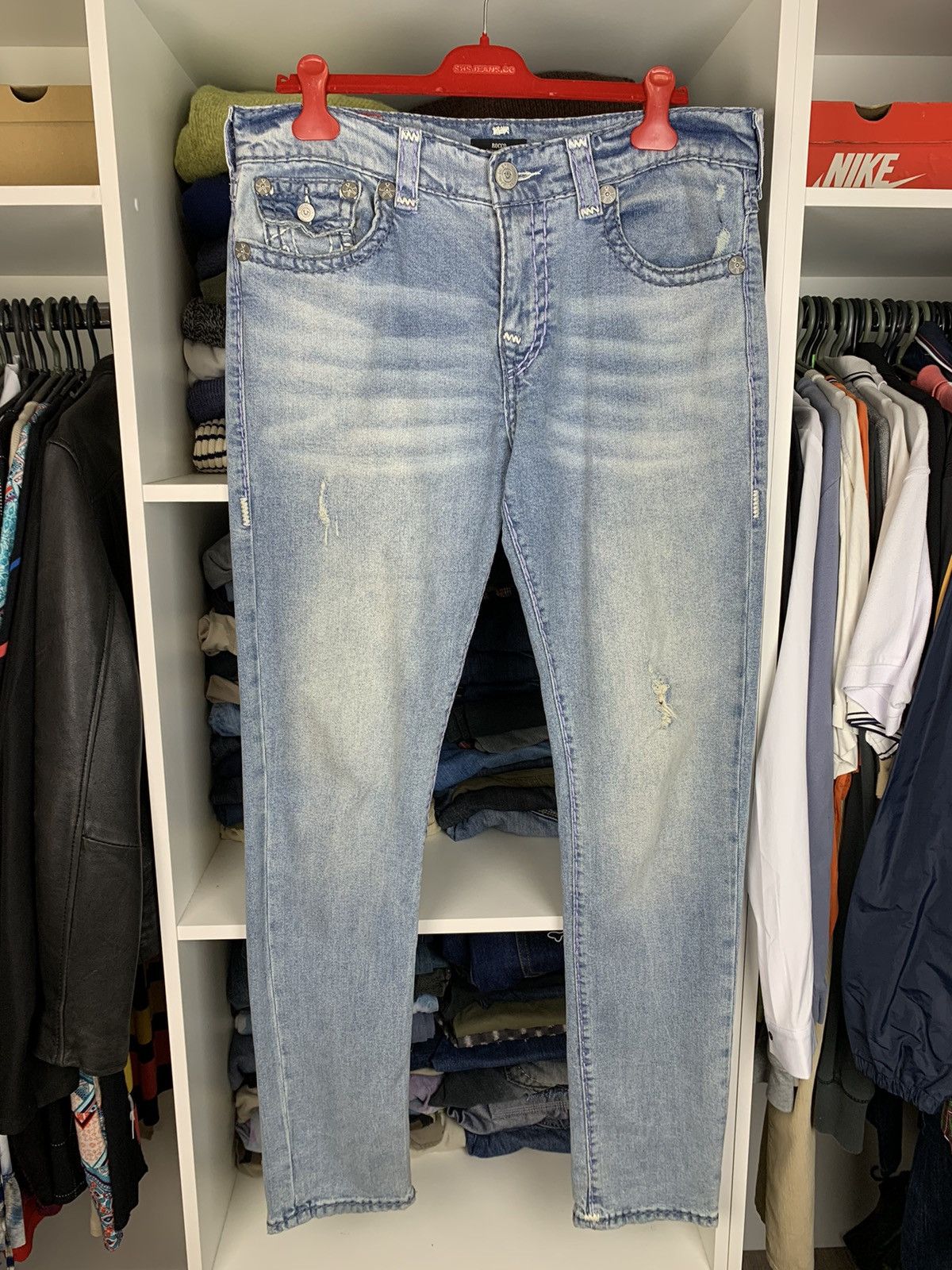 True Religion Rocco Relaxed Skinny Distressed Denim Jeans