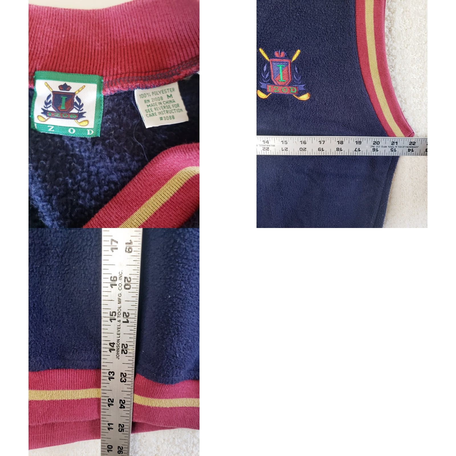 Izod VINTAGE IZOD Vest Shirt Men M Navy Blue w Red Trim 100% Polyester Golf Vest Size US M / EU 48-50 / 2 - 9 Thumbnail