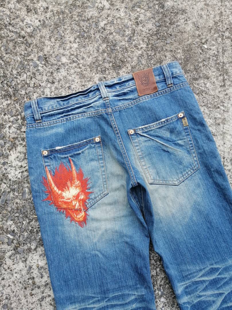 Designer × Japanese Brand Oniari Japan Nice Design Embroidered Denim Jeans Size US 34 / EU 50 - 2 Thumbnail