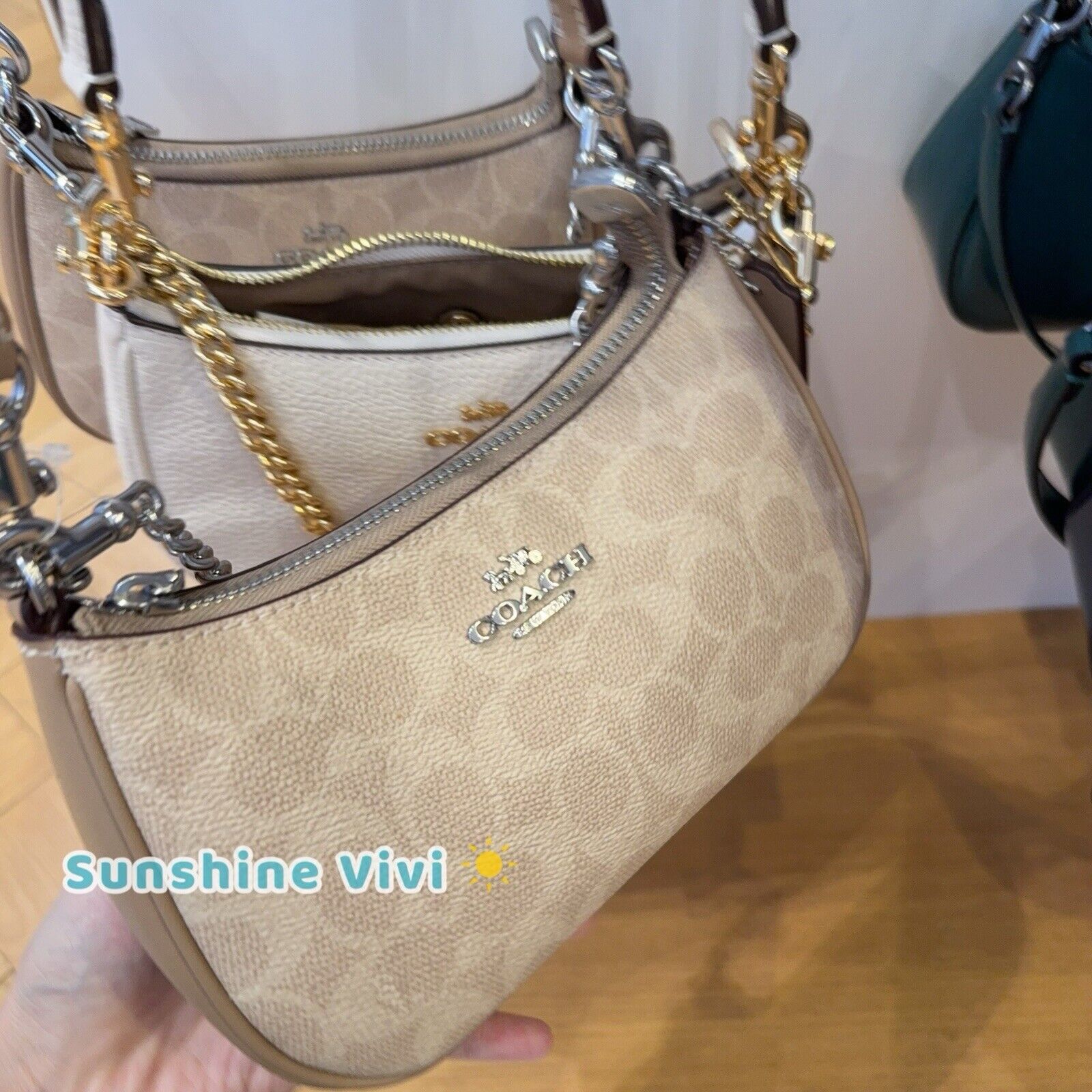 Coach NWT Coach Teri Mini Crossbody Bag cw323 Silver/Sand/Taupe Size ONE SIZE - 1 Thumbnail
