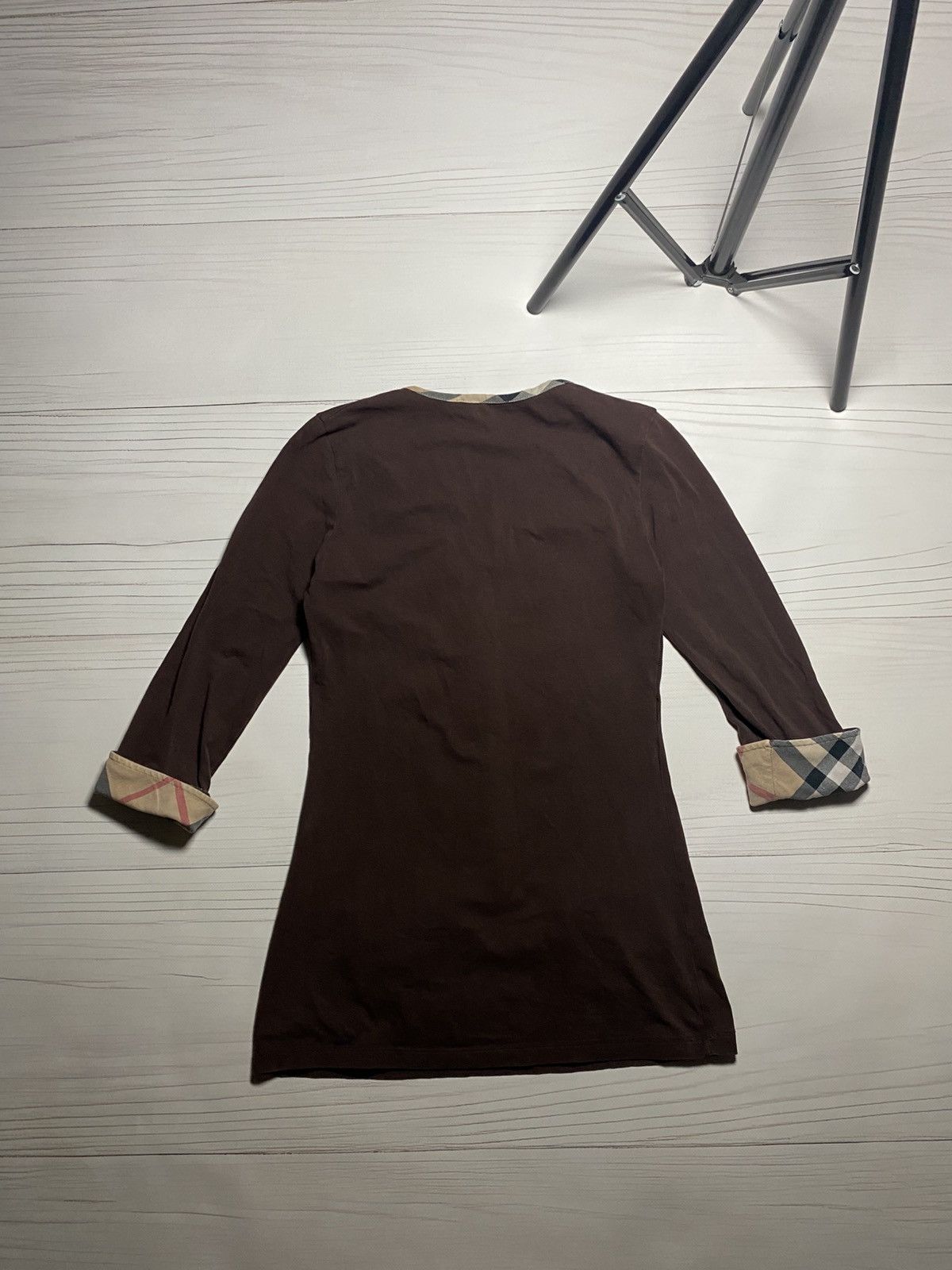 Burberry × Vintage Vintage Burberry Brit Nova check plaid cuff 3/4 shirt brown Size S / US 4 / IT 40 - 2 Thumbnail