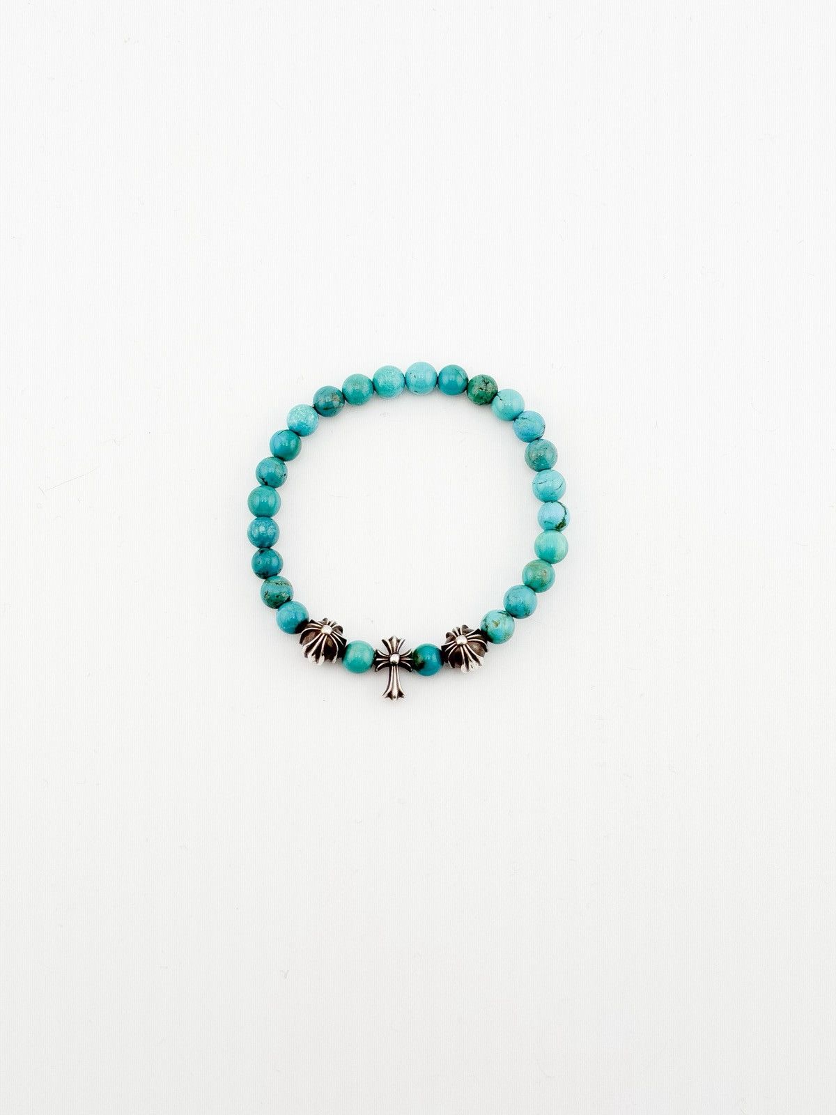 Chrome Hearts RARE! Chrome Hearts 8mm Beaded 3 Silver Bracelet Size ONE SIZE - 1 Thumbnail