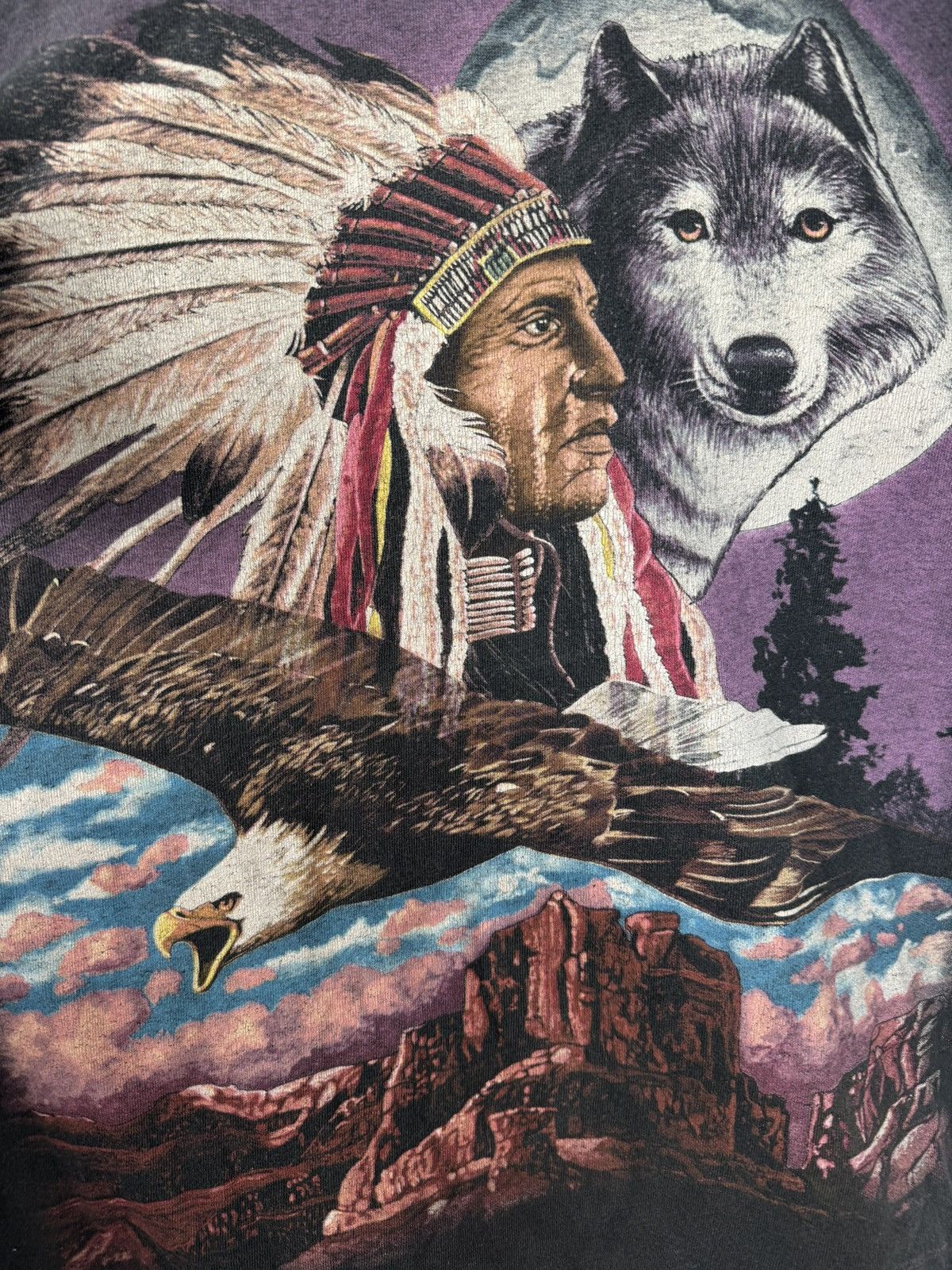 Vintage VINTAGE INDIAN CHIEF TEE SHIRT MADE IN USA WOLF PRINT WASHED Size US L / EU 52-54 / 3 - 3 Thumbnail