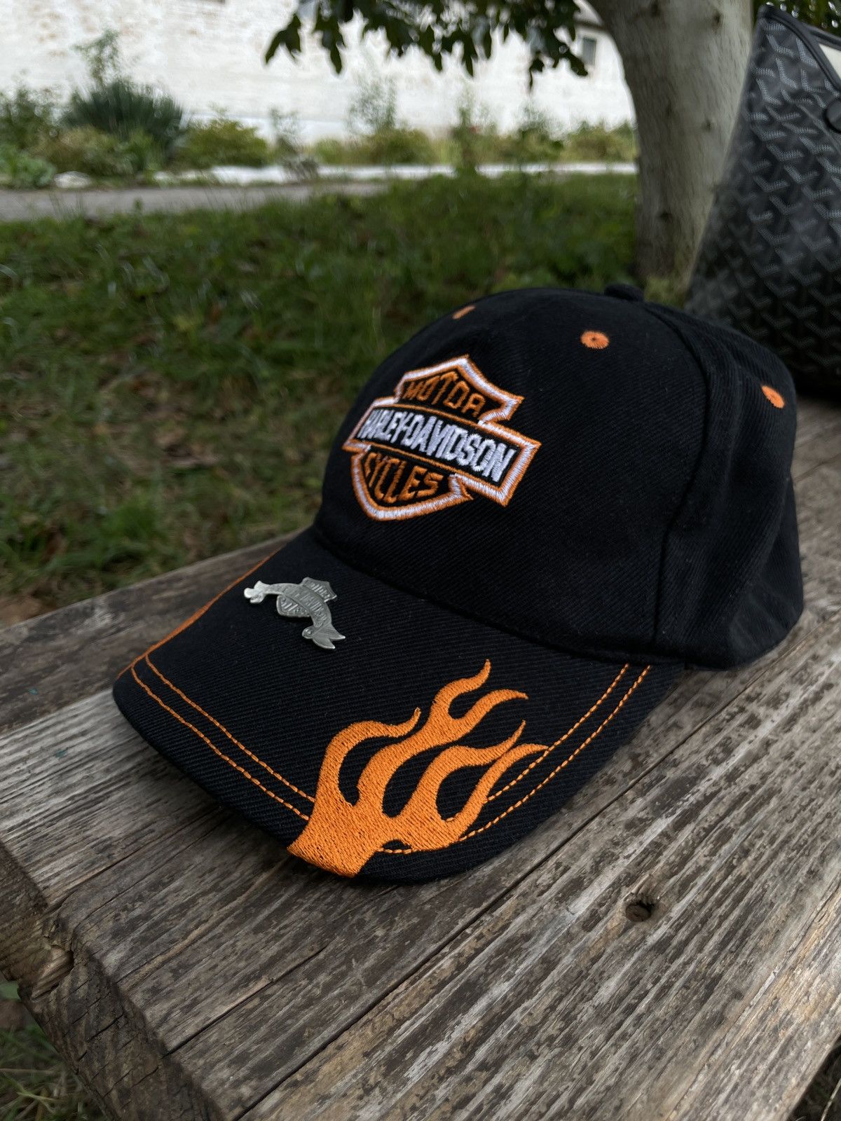Vintage Vintage Harley Davidson Flame Cap Hat Metal logo Size ONE SIZE - 7 Thumbnail