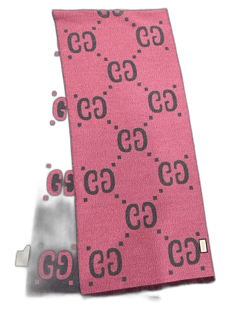 Gucci Gucci DoubleSided Printed Scarf in Gray Pink-2506 Size ONE SIZE - 1 Thumbnail